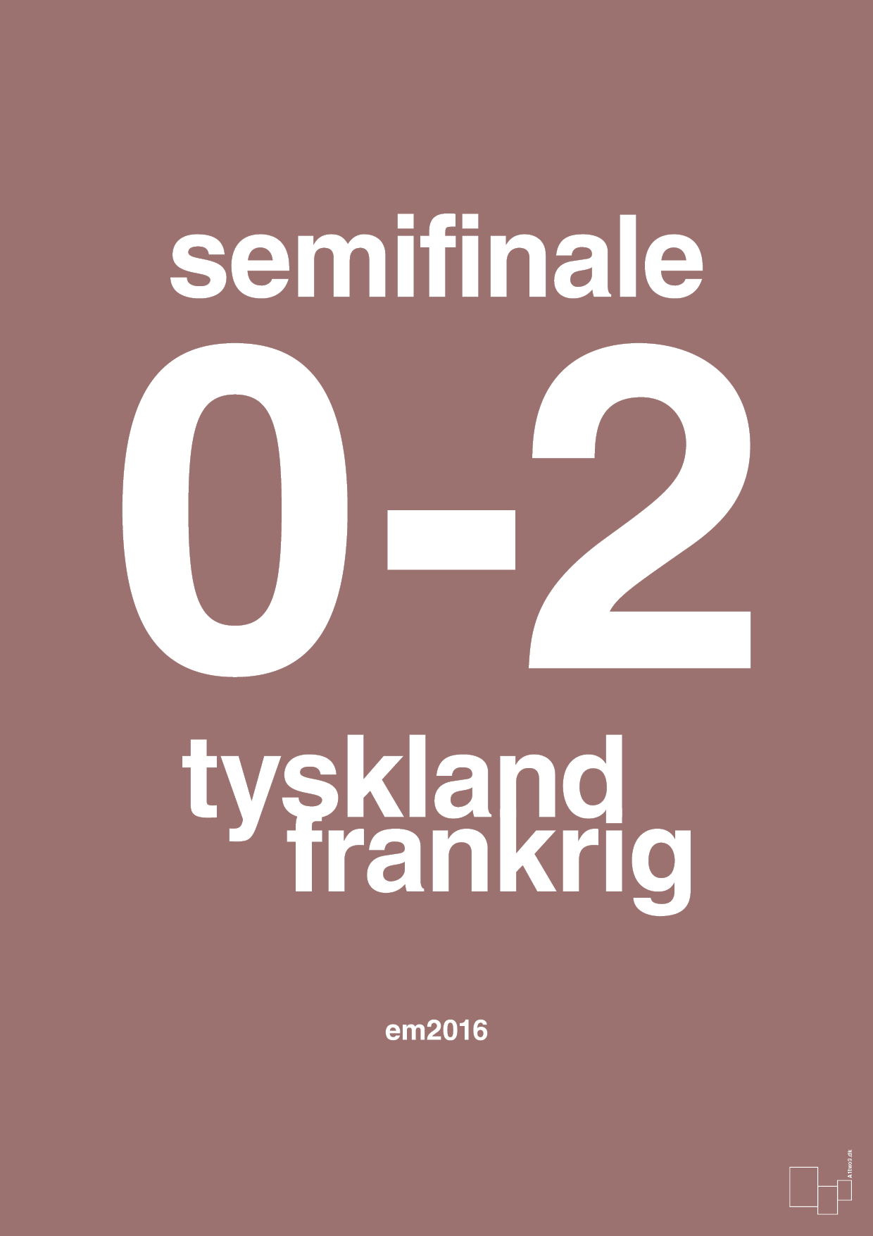 plakat: resultat for fodbold em semifinale A i 2016 - plum-Fodbold-A1two3