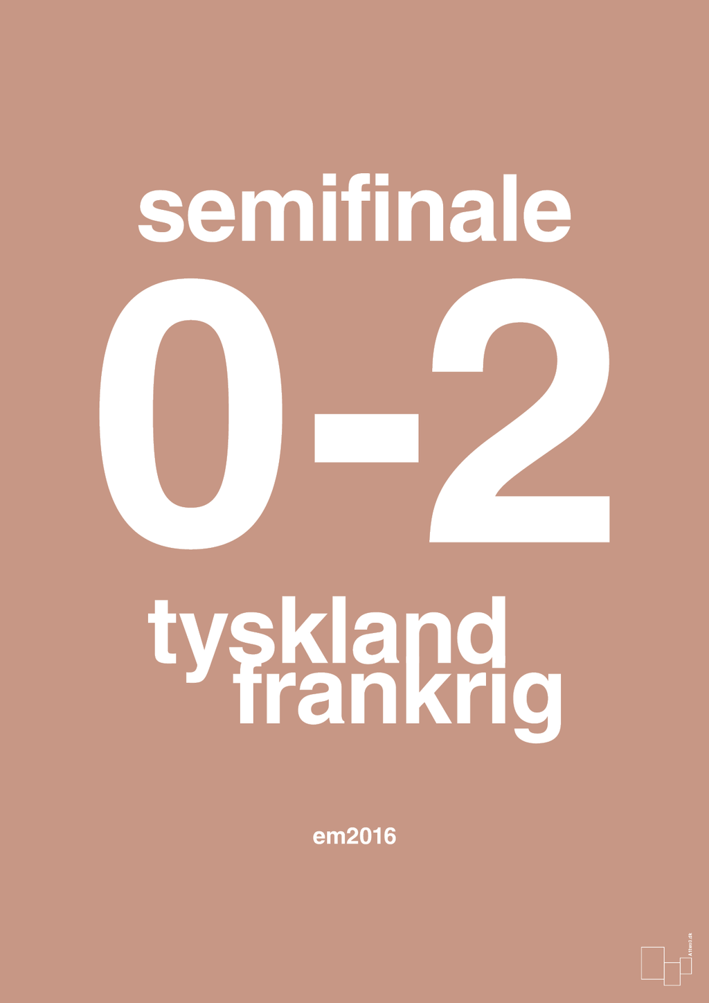 plakat: resultat for fodbold em semifinale A i 2016 - powder-Fodbold-A1two3