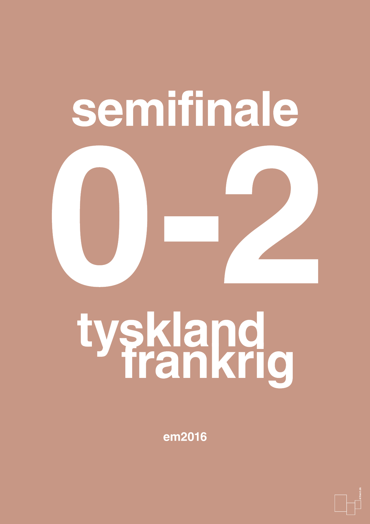 plakat: resultat for fodbold em semifinale A i 2016 - powder-Fodbold-A1two3