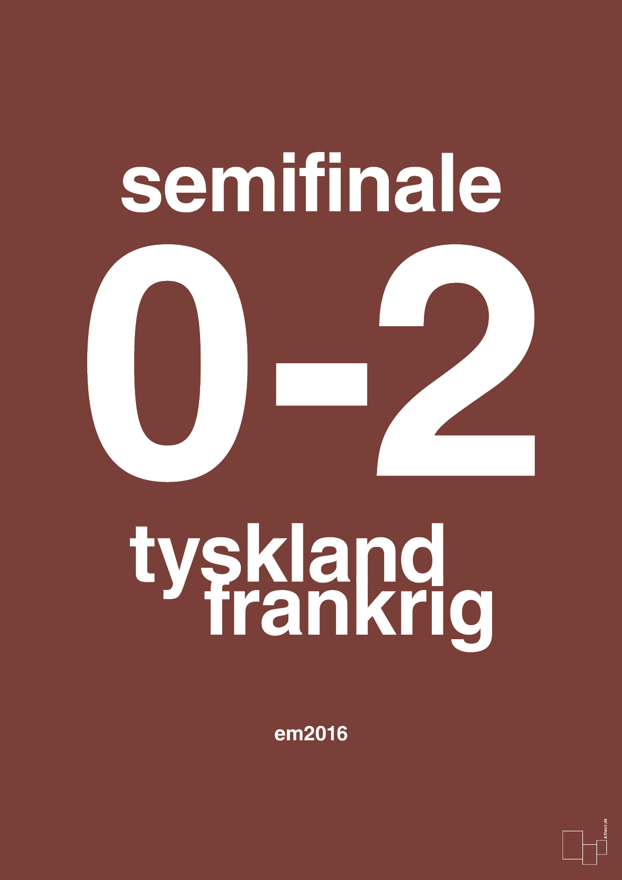 plakat: resultat for fodbold em semifinale A i 2016 - red pepper-Fodbold-A1two3