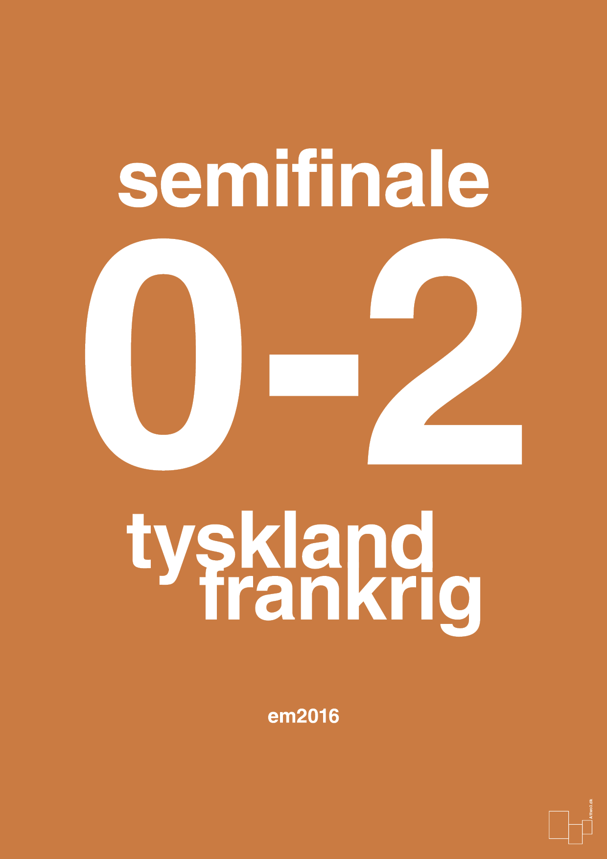 plakat: resultat for fodbold em semifinale A i 2016 - rumba orange-Fodbold-A1two3
