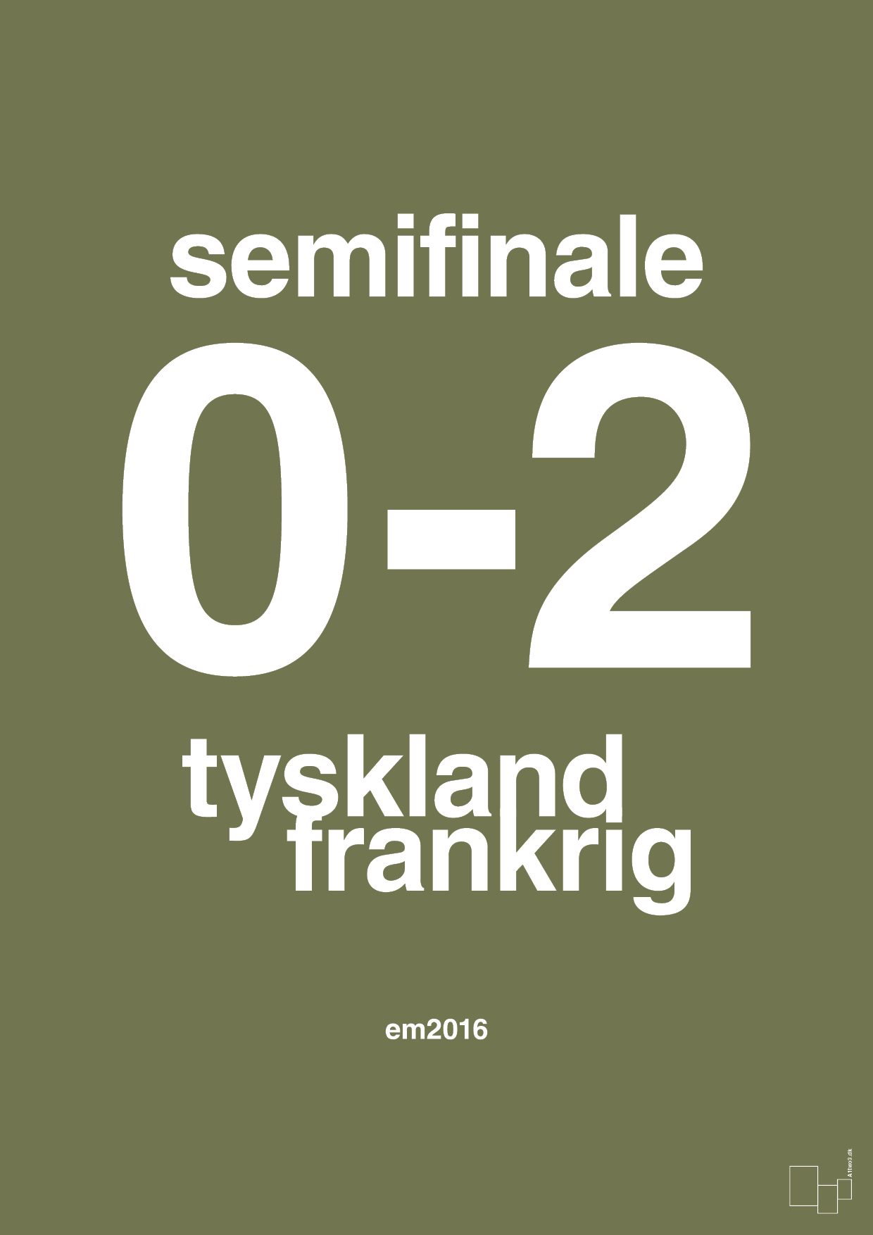 plakat: resultat for fodbold em semifinale A i 2016 - secret meadow-Fodbold-A1two3