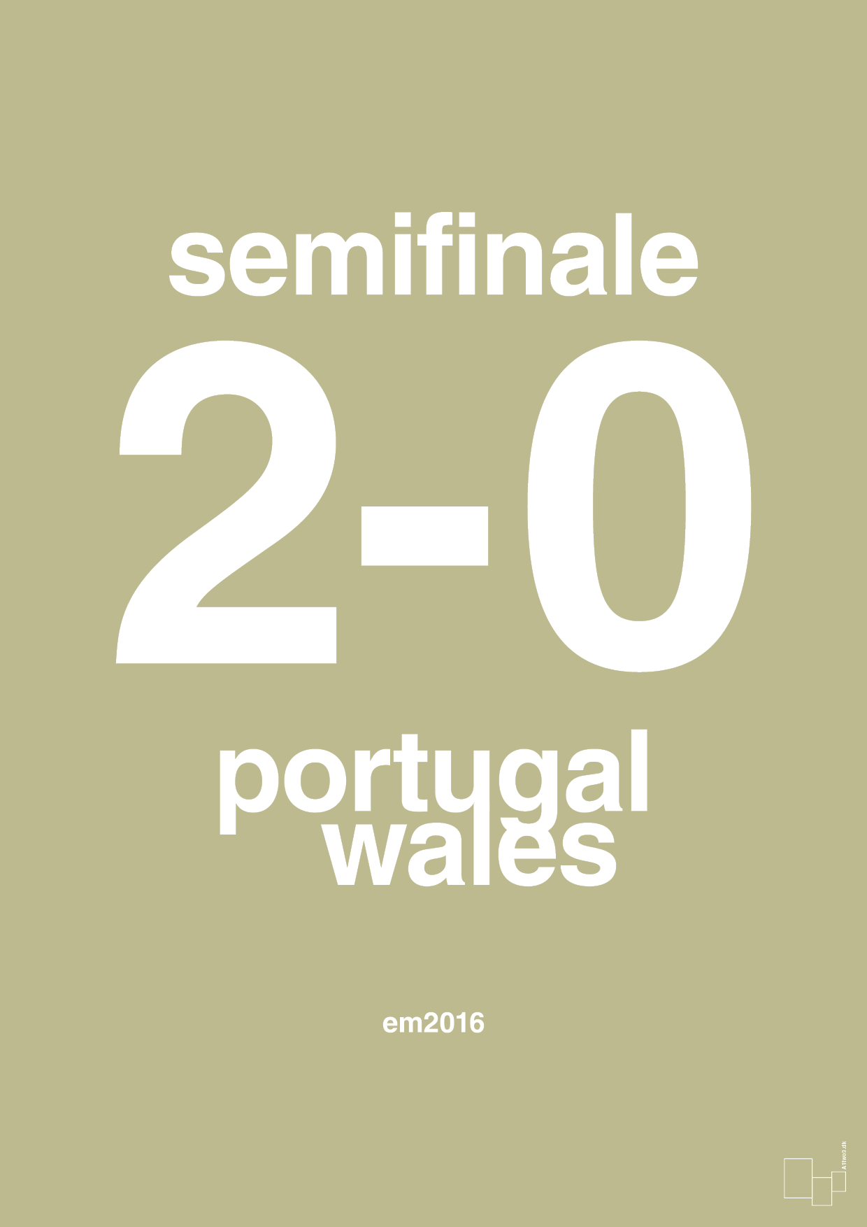 plakat: resultat for fodbold em semifinale B i 2016 - back to nature-Fodbold-A1two3