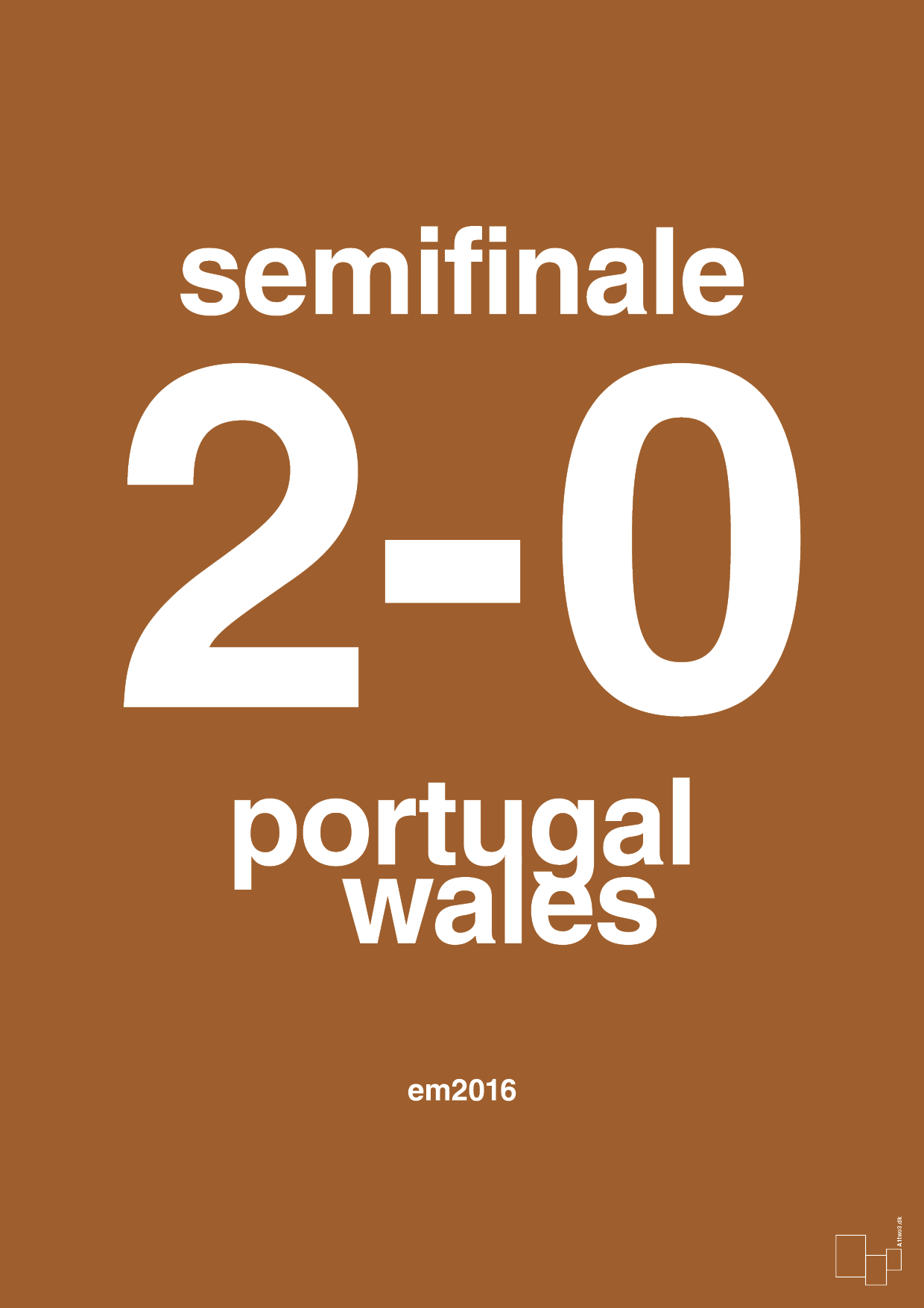 plakat: resultat for fodbold em semifinale B i 2016 - cognac-Fodbold-A1two3