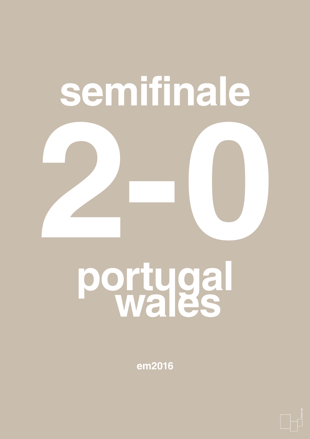 plakat: resultat for fodbold em semifinale B i 2016 - creamy mushroom-Fodbold-A1two3