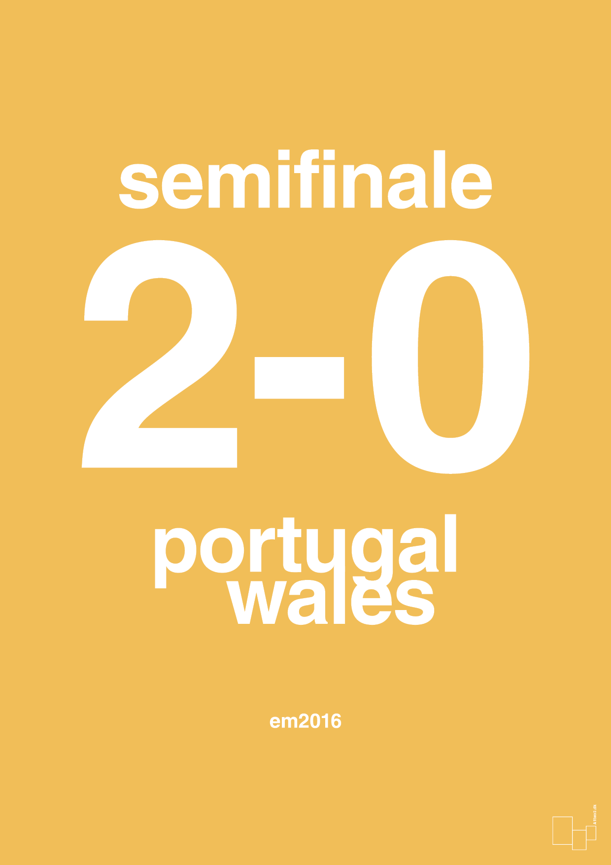 plakat: resultat for fodbold em semifinale B i 2016 - honeycomb-Fodbold-A1two3