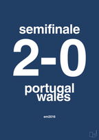 plakat: resultat for fodbold em semifinale B i 2016 - lapis blue-Fodbold-A1two3