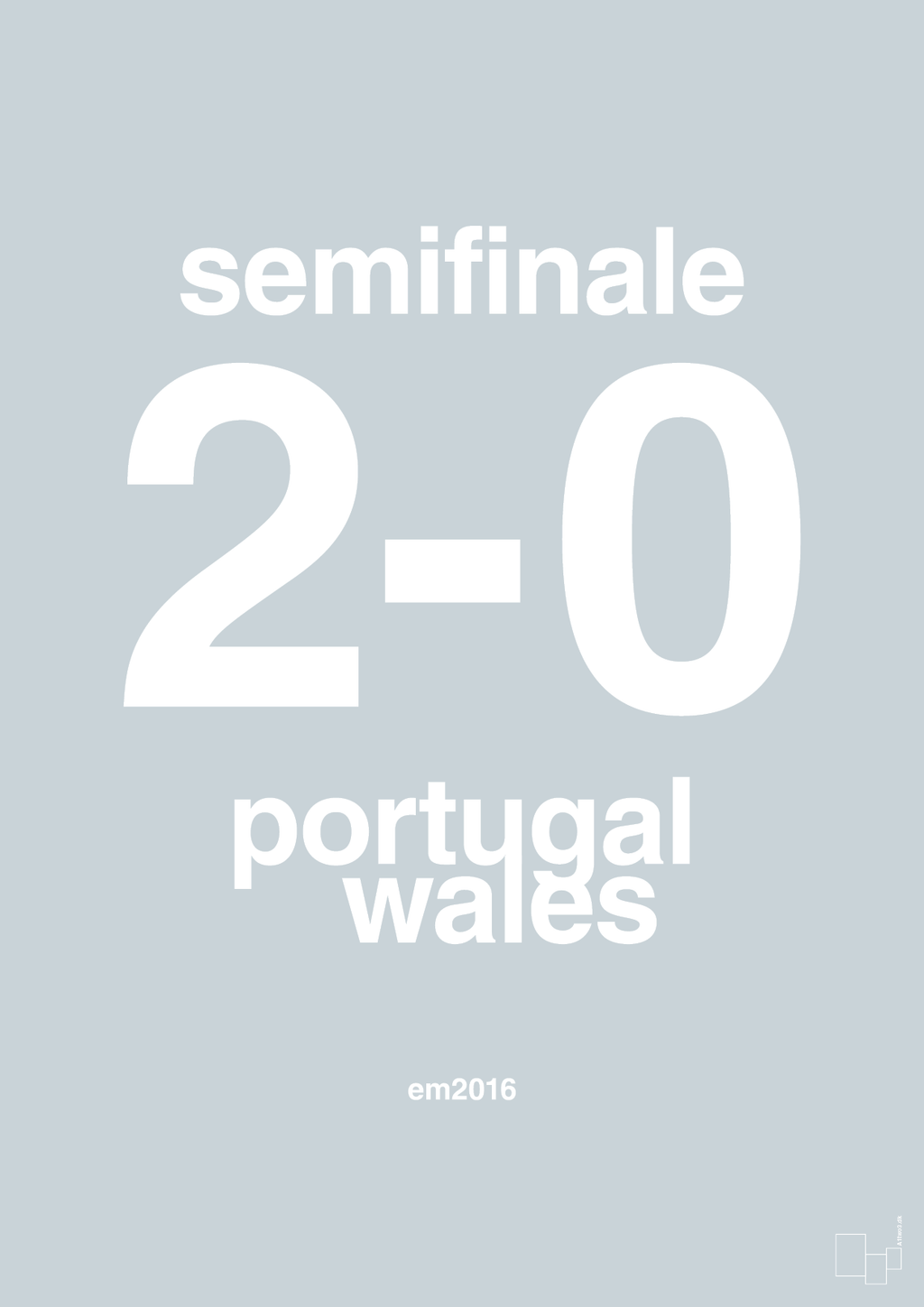 plakat: resultat for fodbold em semifinale B i 2016 - light drizzle-Fodbold-A1two3