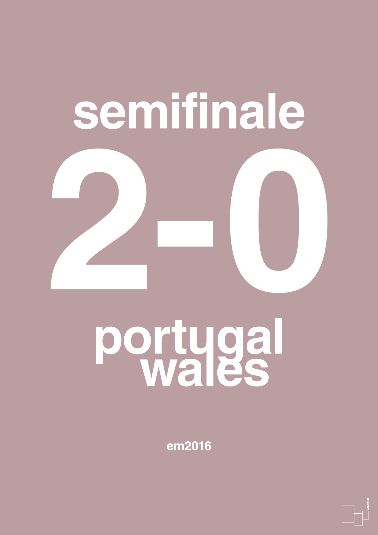 plakat: resultat for fodbold em semifinale B i 2016 - light rose-Fodbold-A1two3