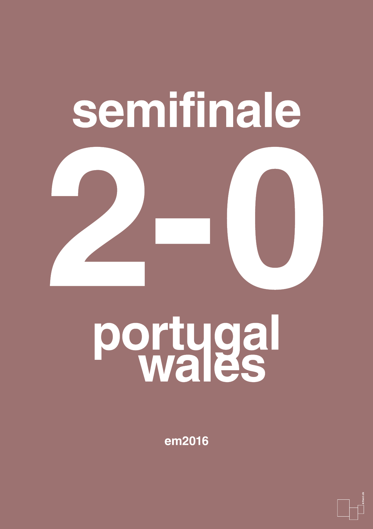 plakat: resultat for fodbold em semifinale B i 2016 - plum-Fodbold-A1two3