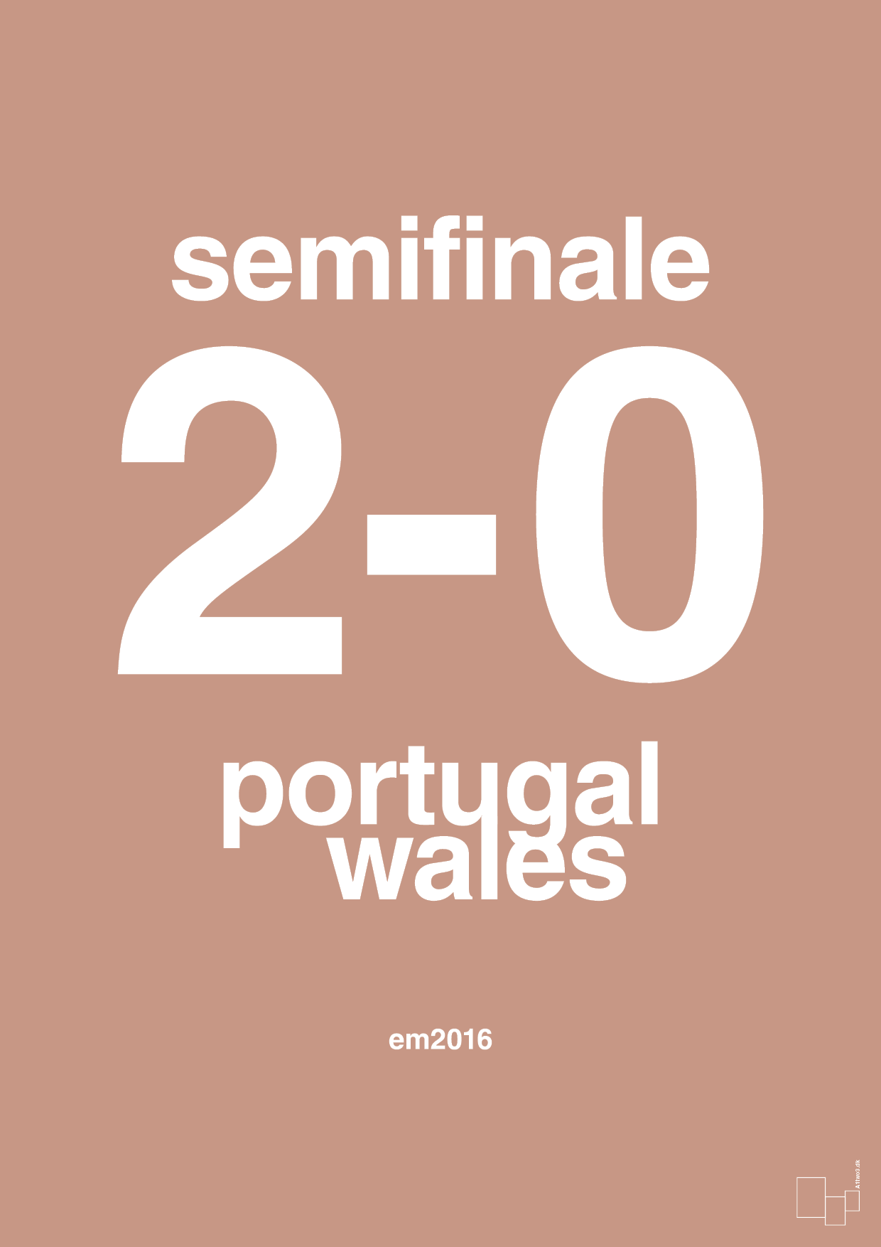 plakat: resultat for fodbold em semifinale B i 2016 - powder-Fodbold-A1two3