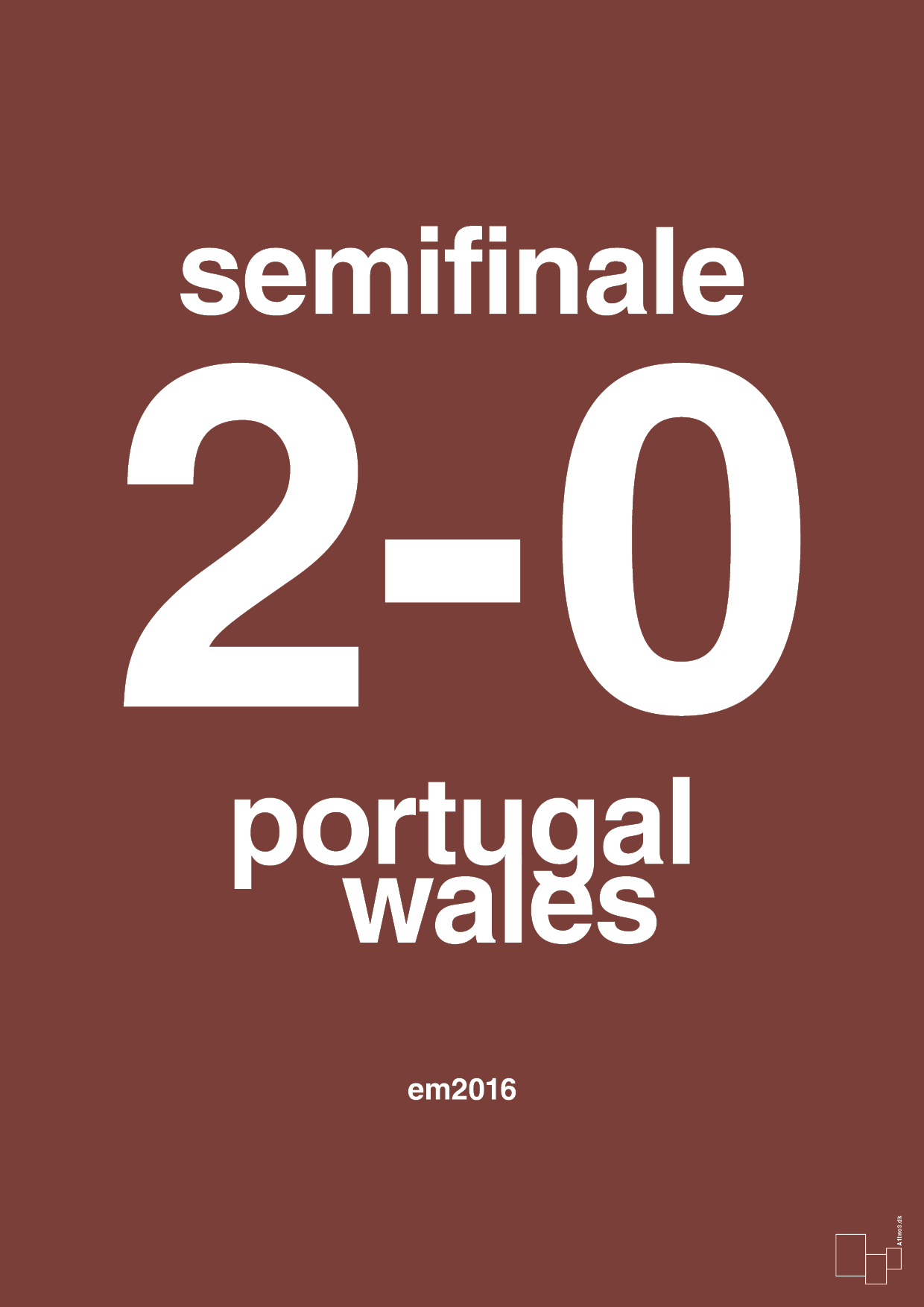 plakat: resultat for fodbold em semifinale B i 2016 - red pepper-Fodbold-A1two3