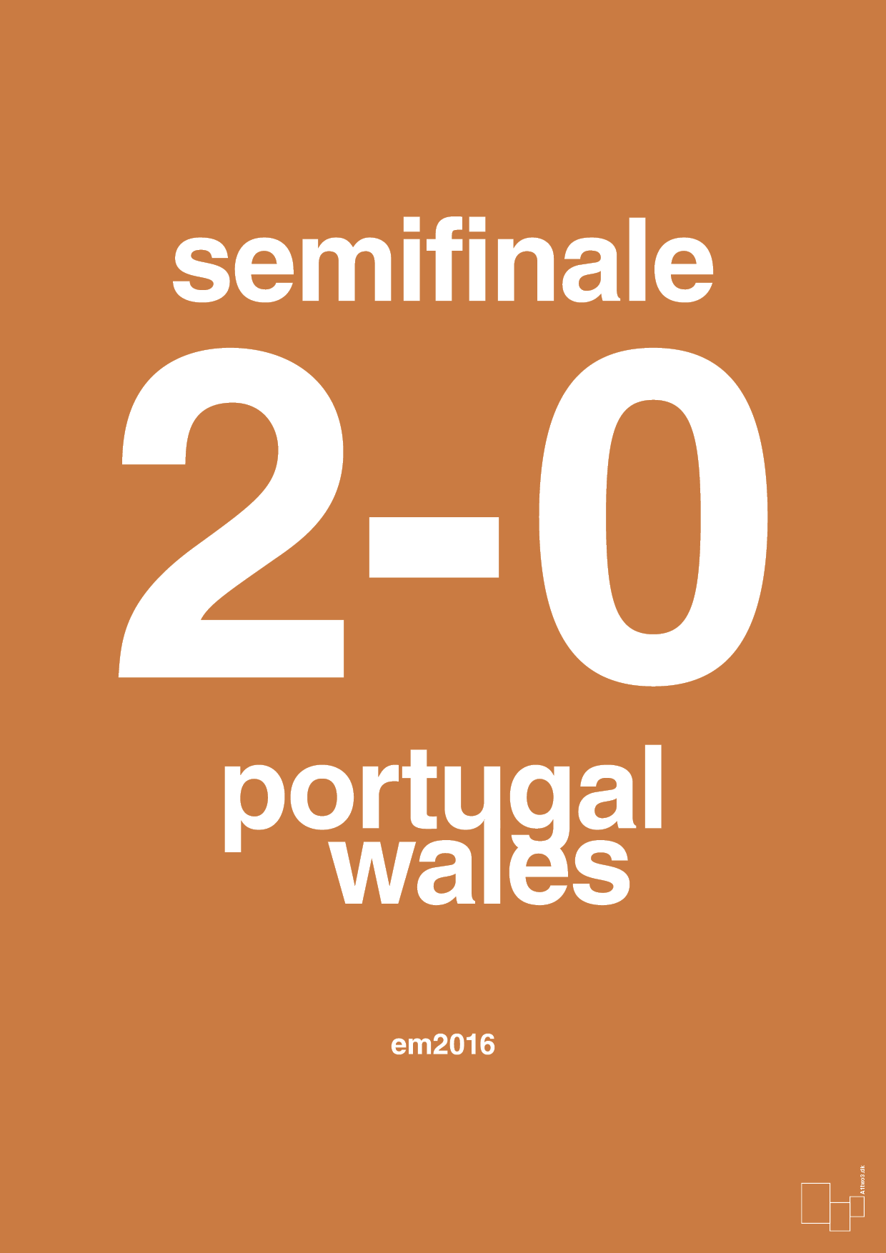 plakat: resultat for fodbold em semifinale B i 2016 - rumba orange-Fodbold-A1two3