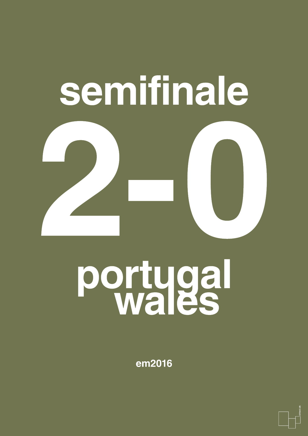 plakat: resultat for fodbold em semifinale B i 2016 - secret meadow-Fodbold-A1two3