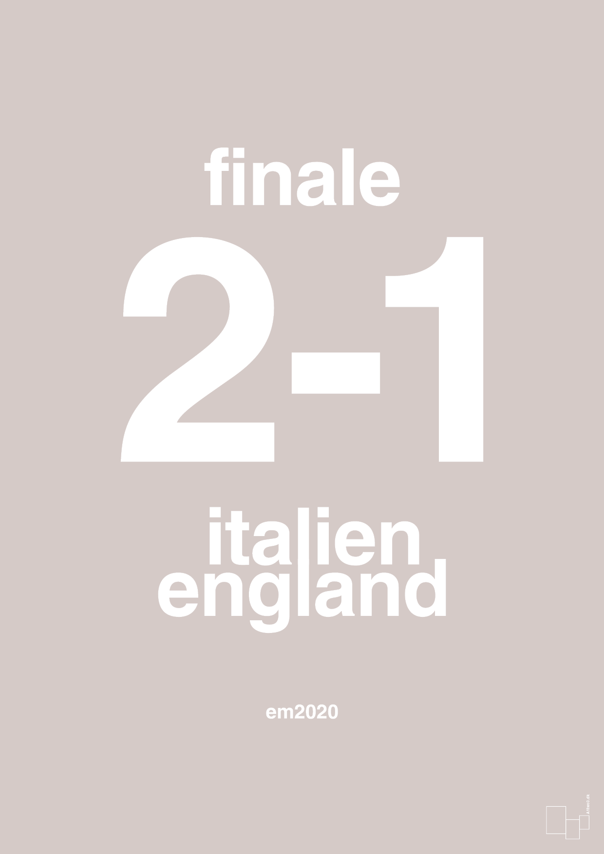 plakat: resultat for fodbold em finalen i 2020 - broken beige-Fodbold-A1two3