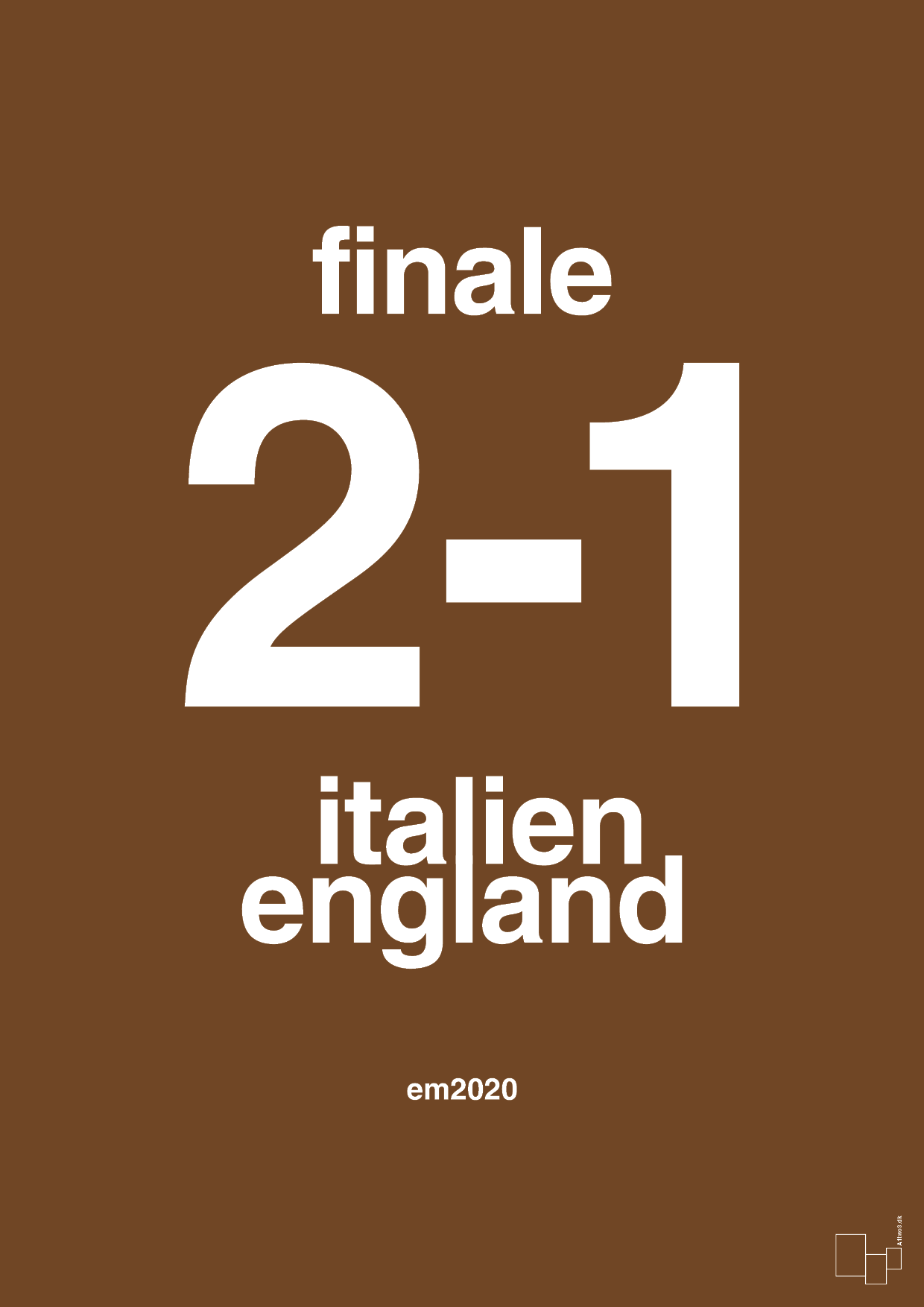 plakat: resultat for fodbold em finalen i 2020 - dark brown-Fodbold-A1two3