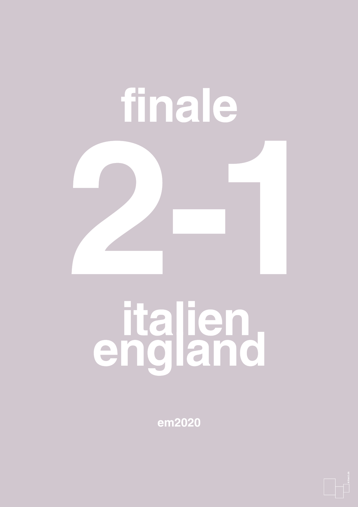 plakat: resultat for fodbold em finalen i 2020 - dusty lilac-Fodbold-A1two3