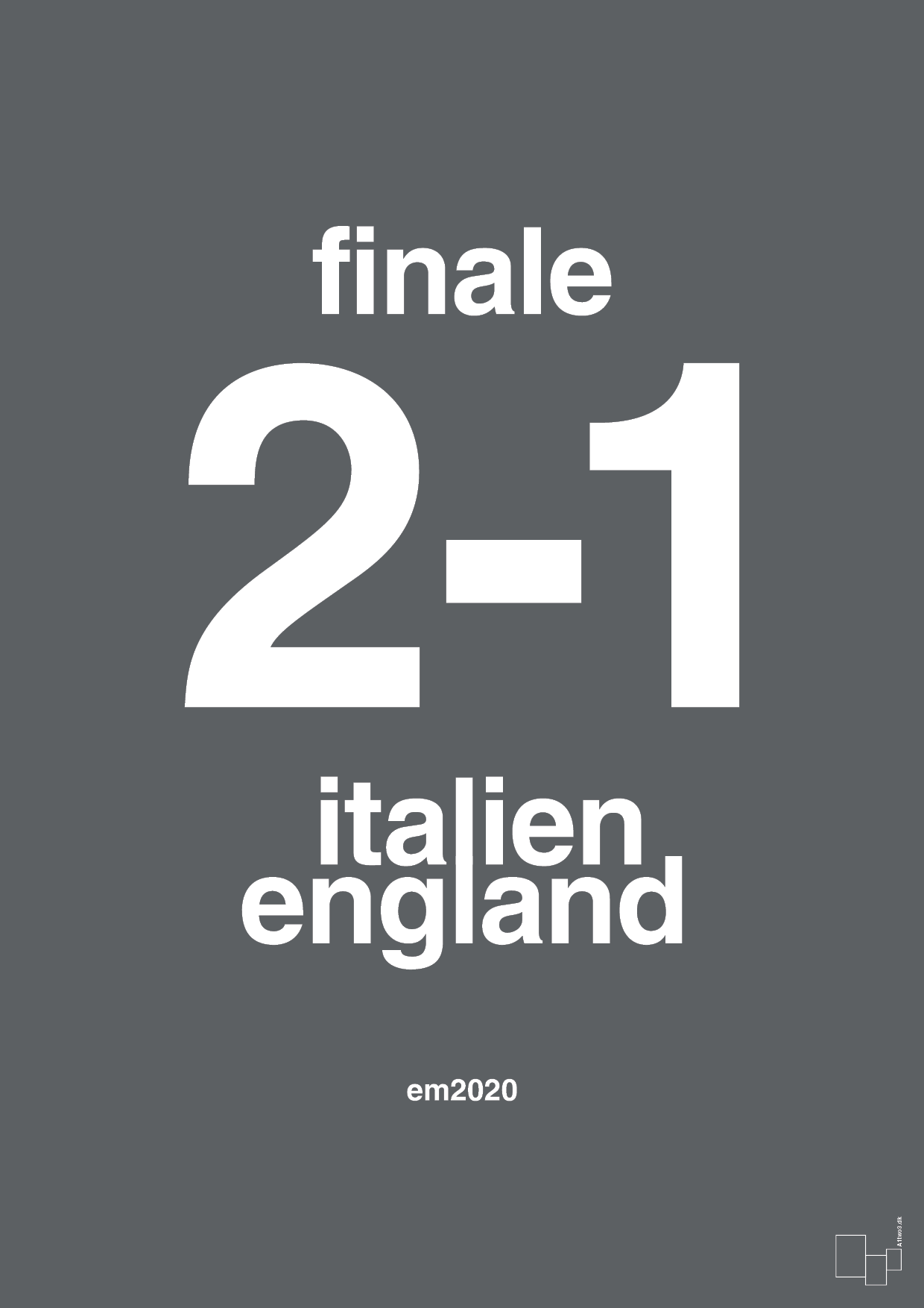 plakat: resultat for fodbold em finalen i 2020 - graphic charcoal-Fodbold-A1two3
