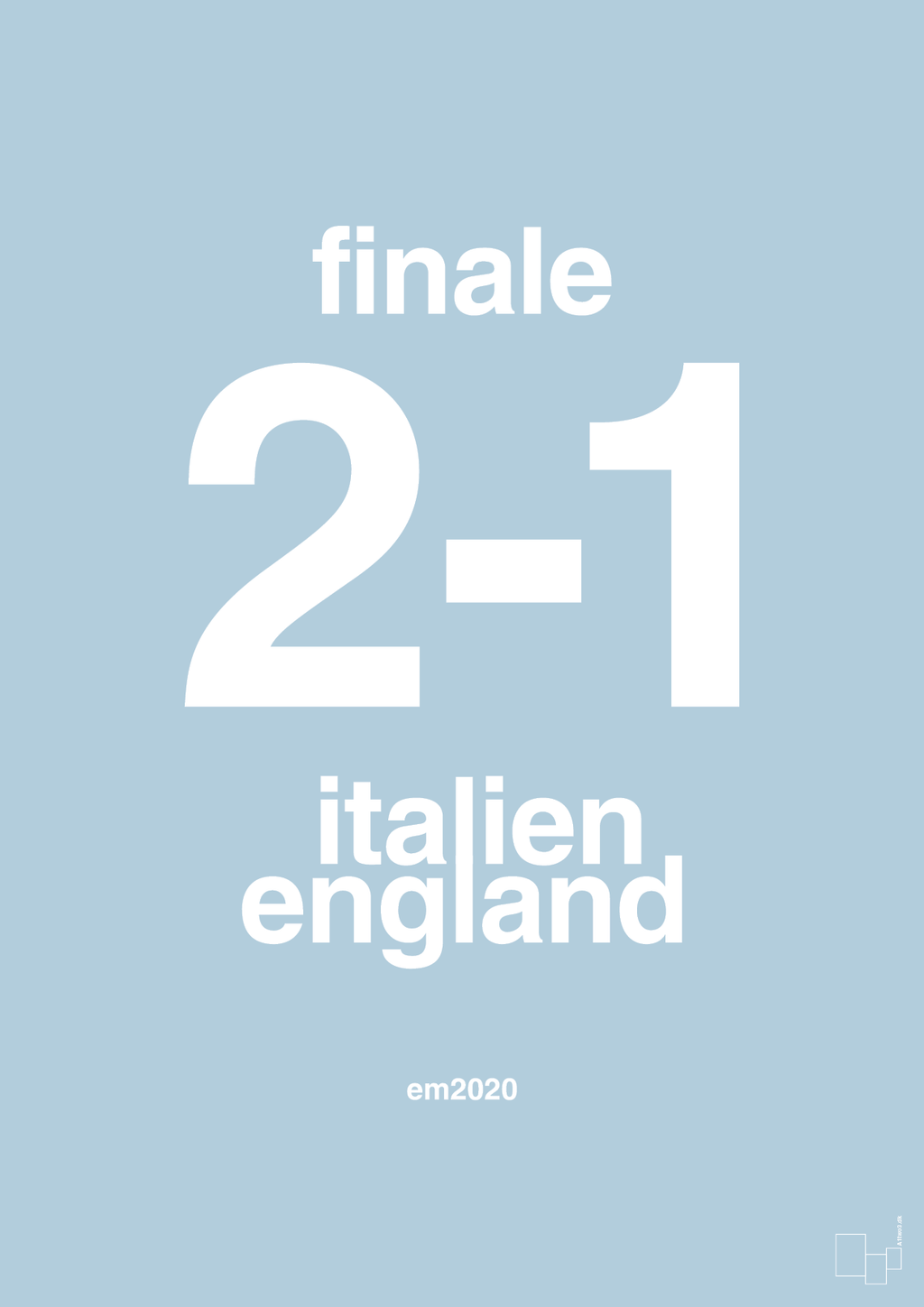 plakat: resultat for fodbold em finalen i 2020 - heavenly blue-Fodbold-A1two3
