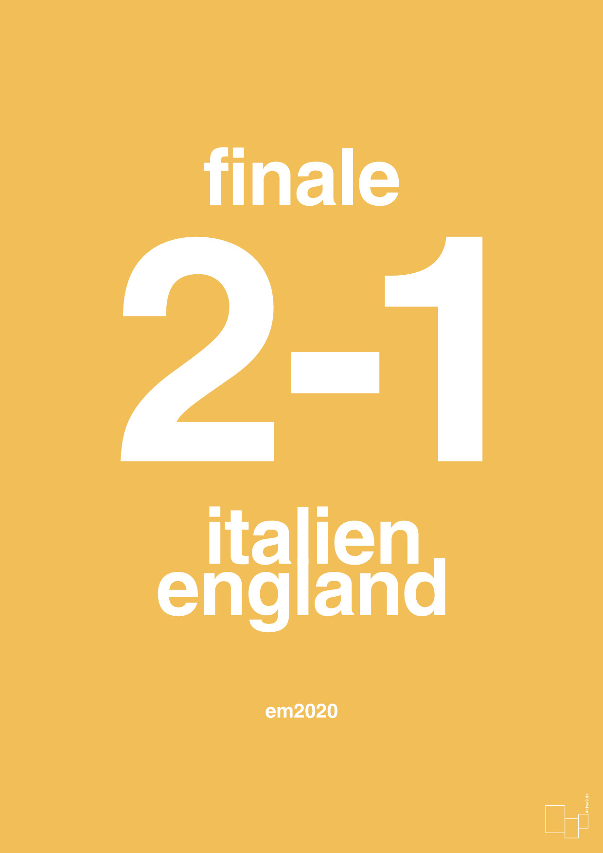 plakat: resultat for fodbold em finalen i 2020 - honeycomb-Fodbold-A1two3