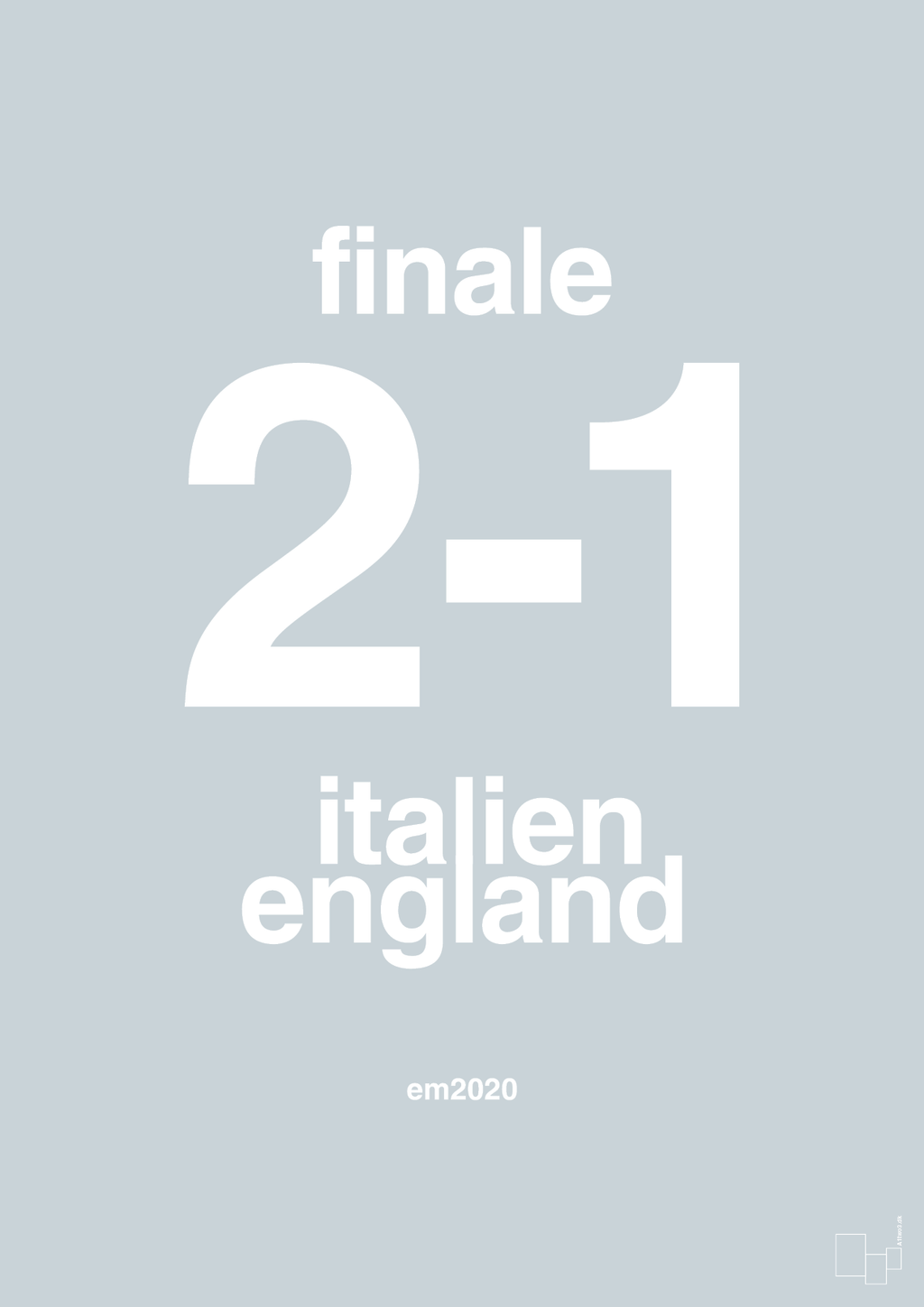 plakat: resultat for fodbold em finalen i 2020 - light drizzle-Fodbold-A1two3