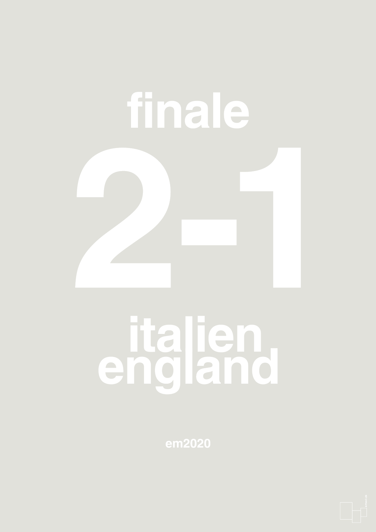 plakat: resultat for fodbold em finalen i 2020 - painters white-Fodbold-A1two3