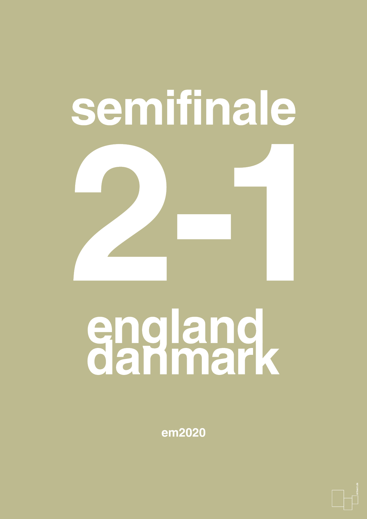 plakat: resultat for fodbold em semifinale A i 2020 - back to nature-Fodbold-A1two3
