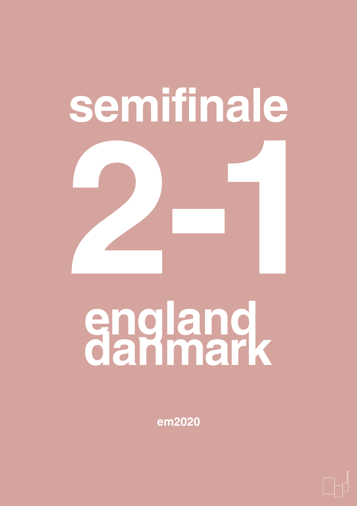 plakat: resultat for fodbold em semifinale A i 2020 - bubble shell-Fodbold-A1two3