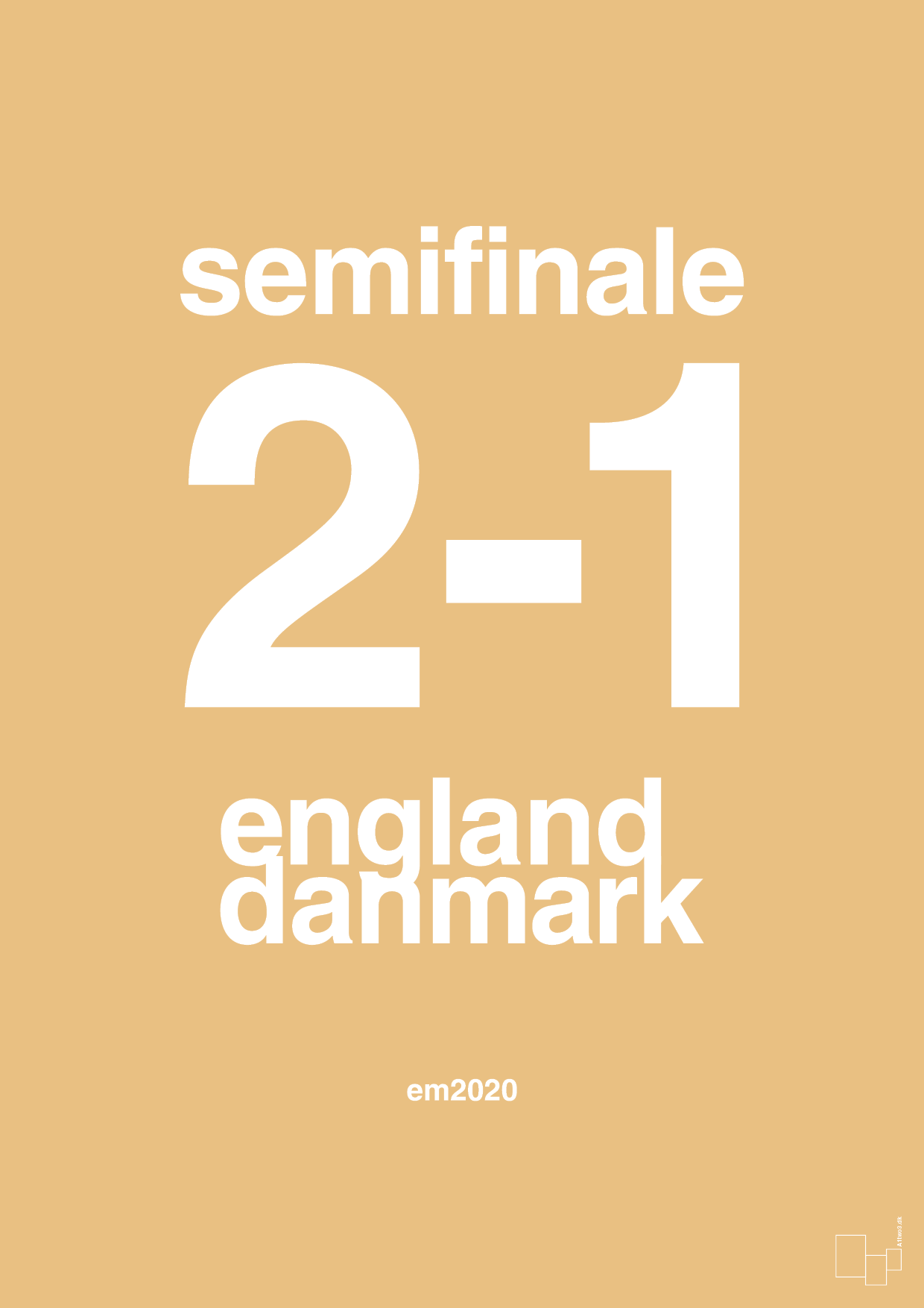 plakat: resultat for fodbold em semifinale A i 2020 - charismatic-Fodbold-A1two3