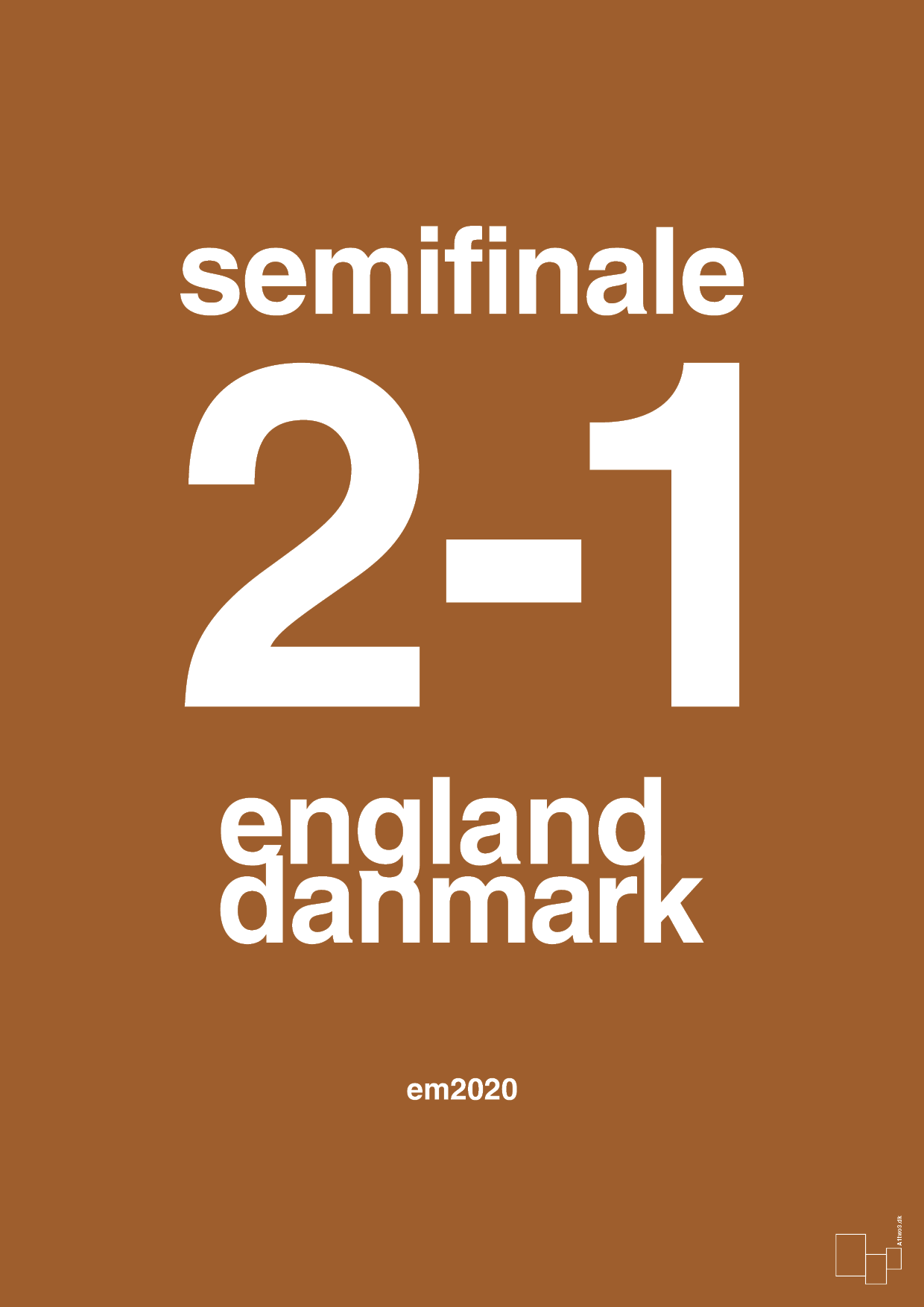 plakat: resultat for fodbold em semifinale A i 2020 - cognac-Fodbold-A1two3