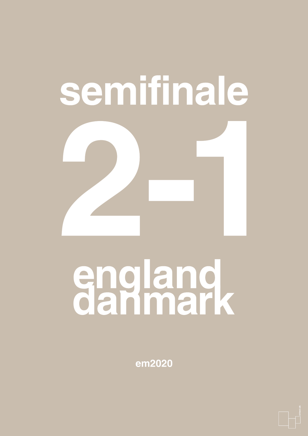 plakat: resultat for fodbold em semifinale A i 2020 - creamy mushroom-Fodbold-A1two3