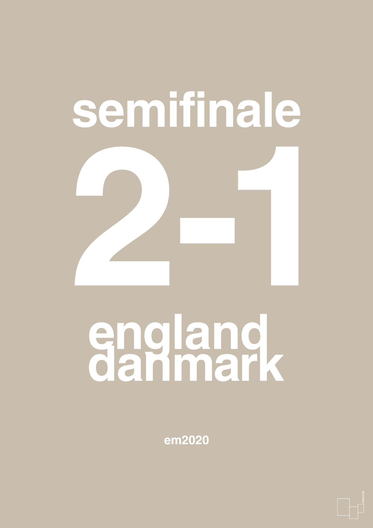 plakat: resultat for fodbold em semifinale A i 2020 - creamy mushroom-Fodbold-A1two3