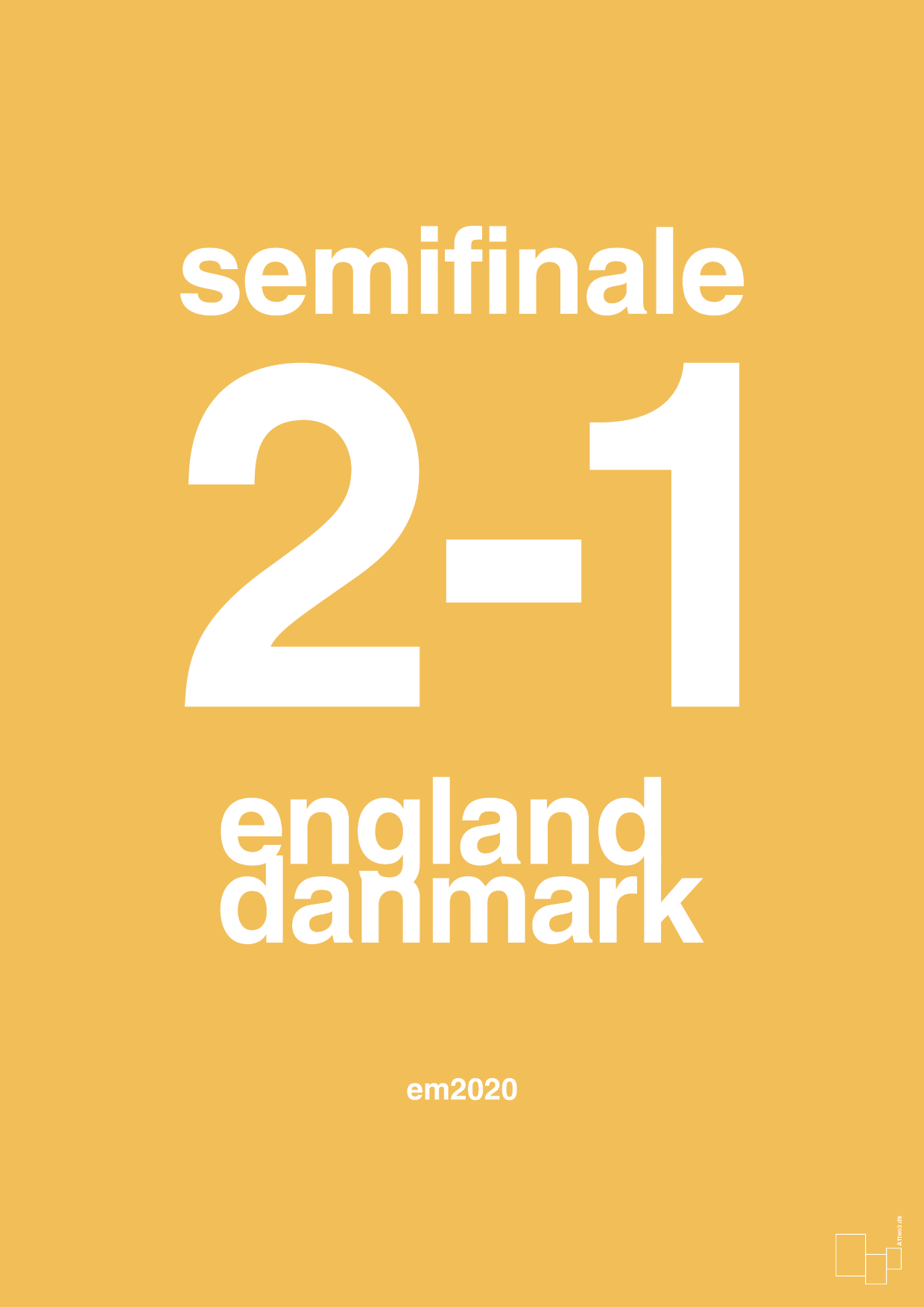 plakat: resultat for fodbold em semifinale A i 2020 - honeycomb-Fodbold-A1two3
