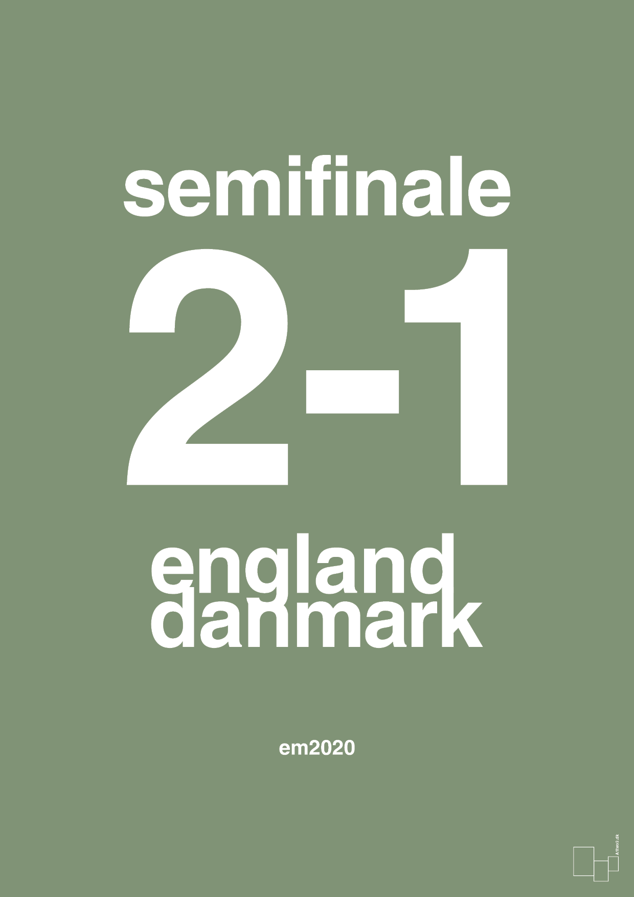 plakat: resultat for fodbold em semifinale A i 2020 - jade-Fodbold-A1two3