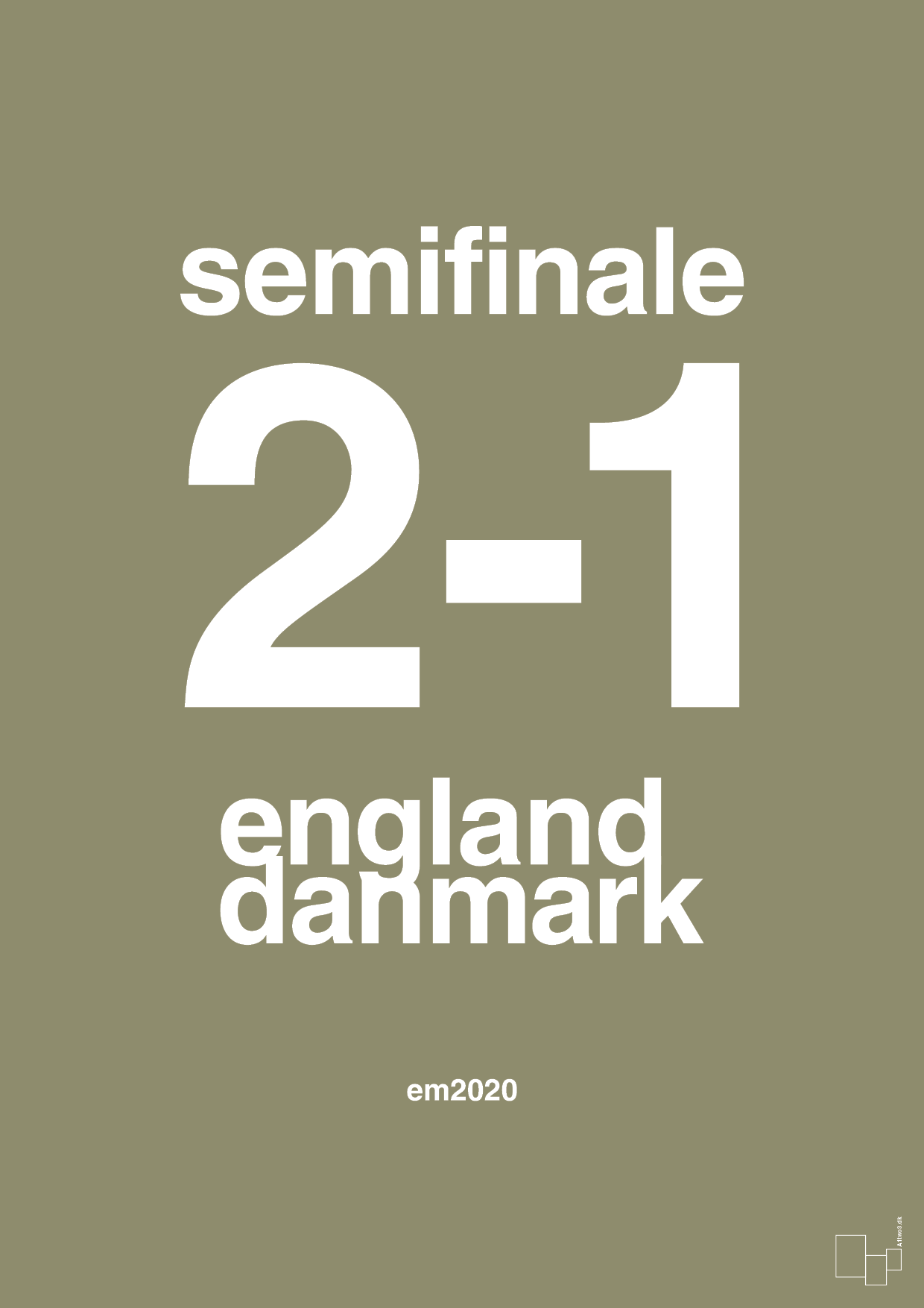 plakat: resultat for fodbold em semifinale A i 2020 - misty forrest-Fodbold-A1two3