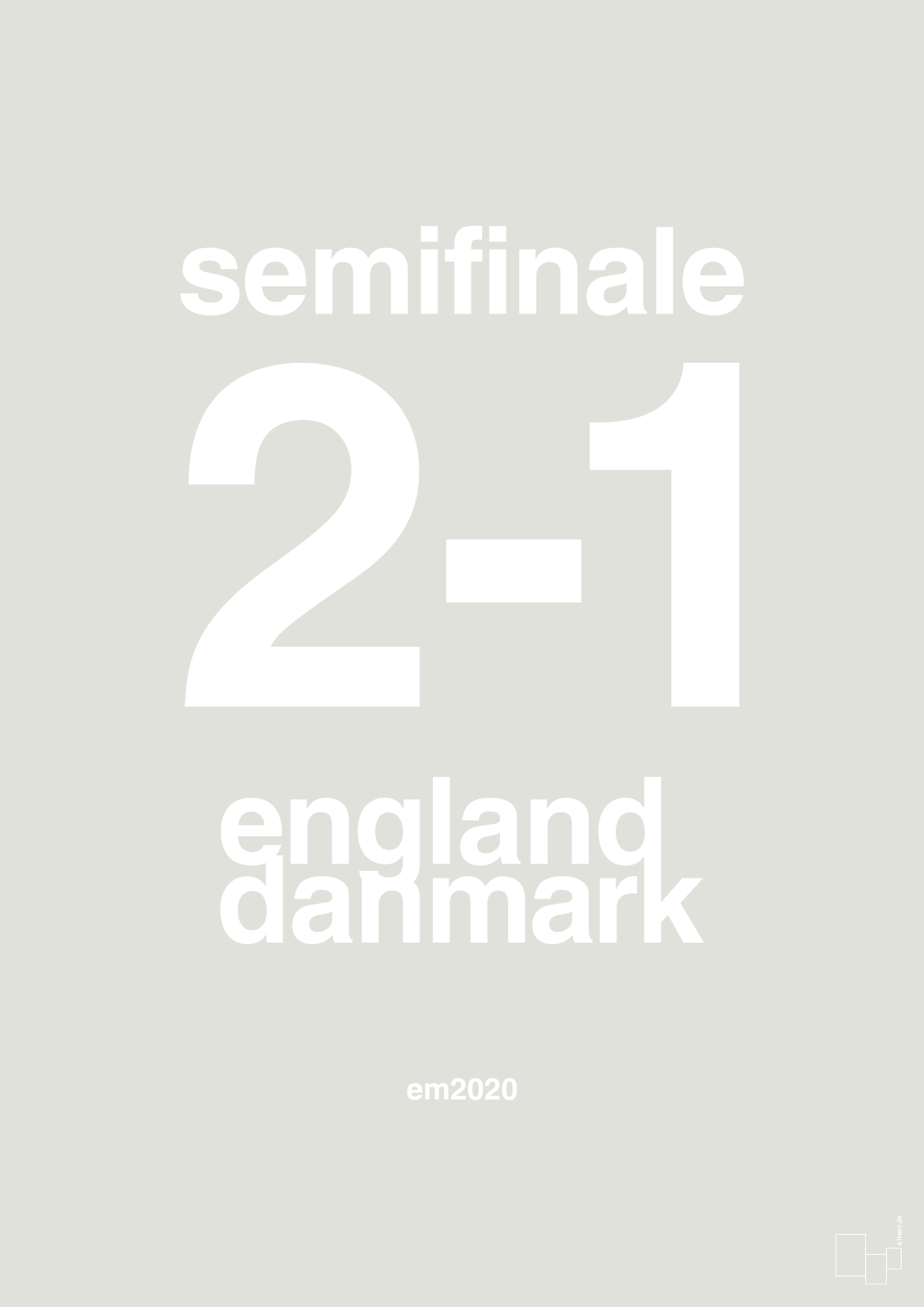 plakat: resultat for fodbold em semifinale A i 2020 - painters white-Fodbold-A1two3