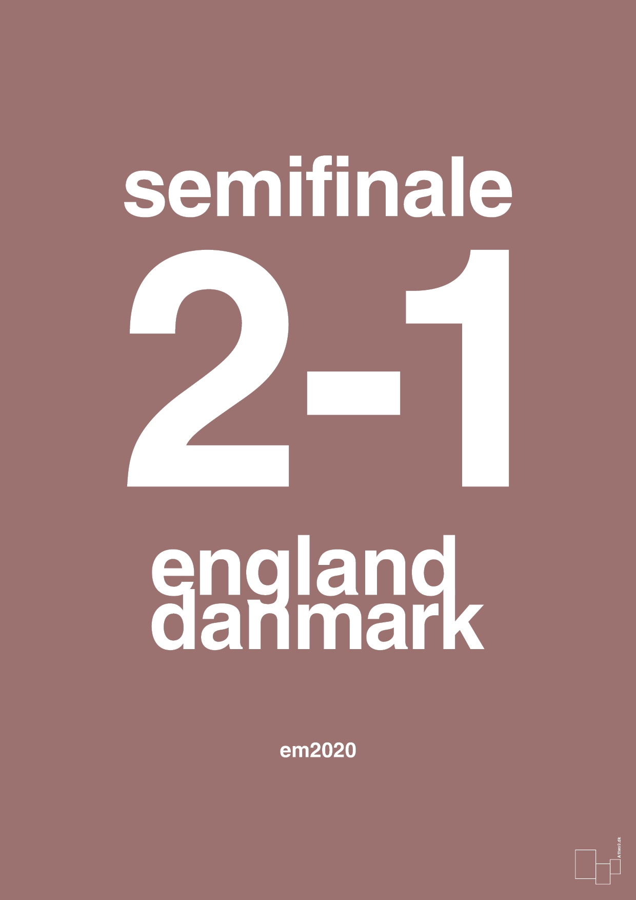 plakat: resultat for fodbold em semifinale A i 2020 - plum-Fodbold-A1two3