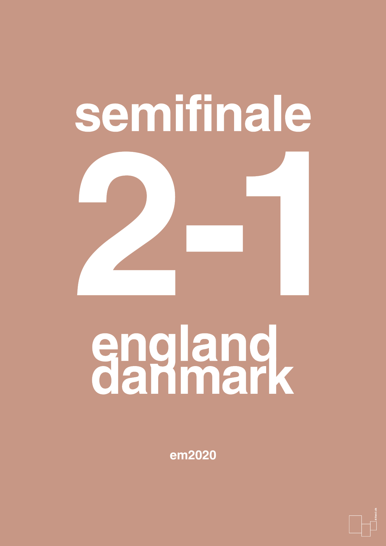 plakat: resultat for fodbold em semifinale A i 2020 - powder-Fodbold-A1two3