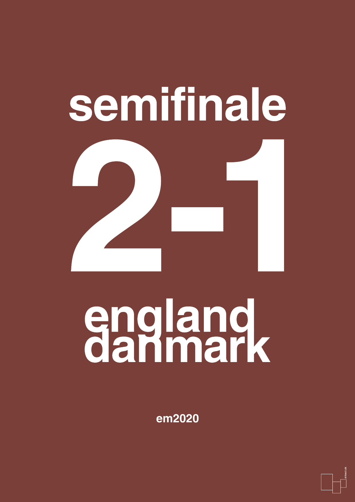 plakat: resultat for fodbold em semifinale A i 2020 - red pepper-Fodbold-A1two3