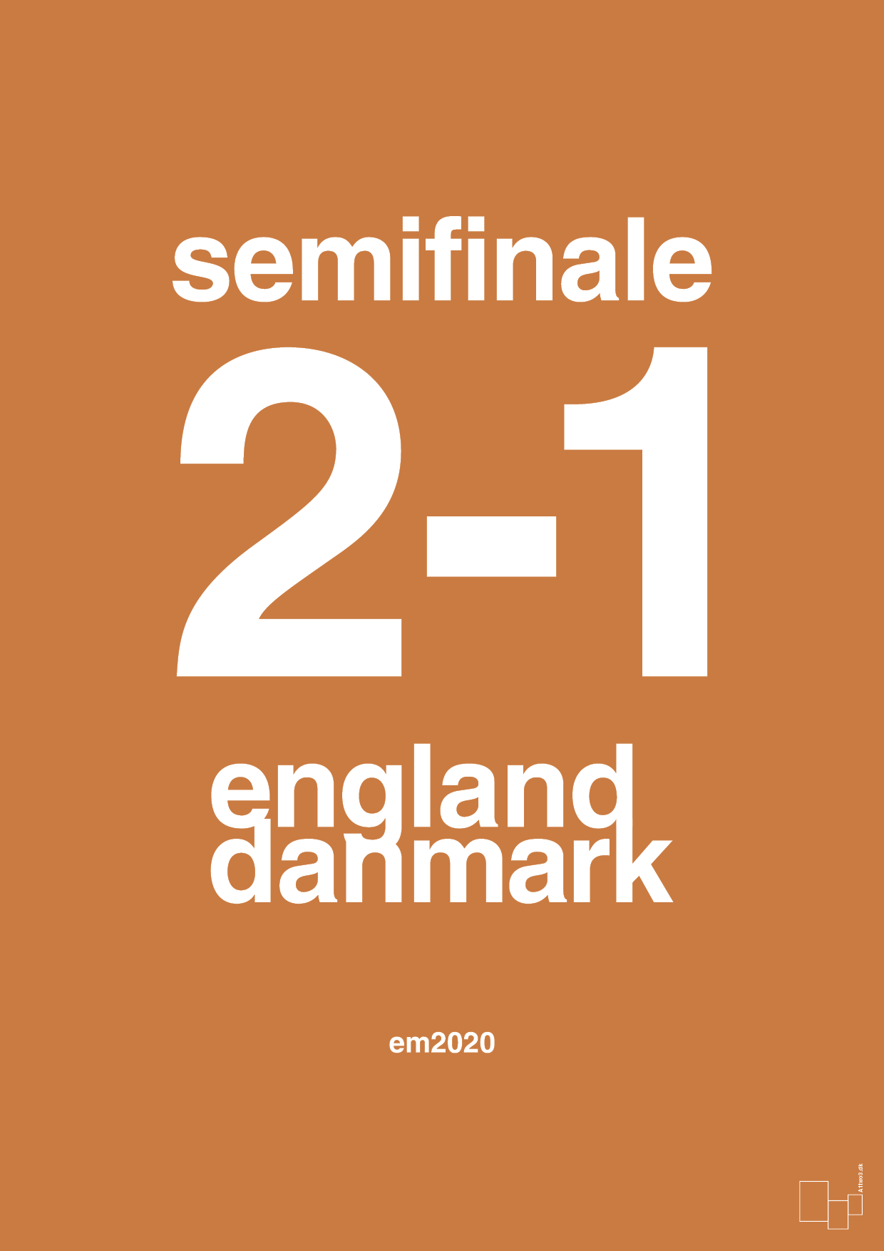 plakat: resultat for fodbold em semifinale A i 2020 - rumba orange-Fodbold-A1two3