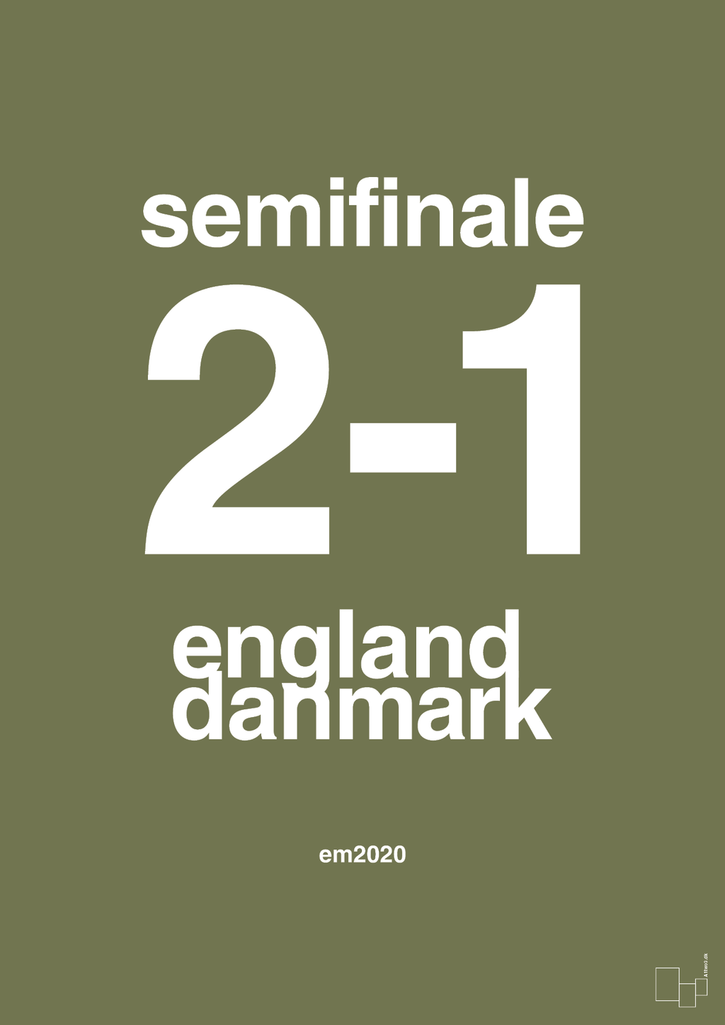plakat: resultat for fodbold em semifinale A i 2020 - secret meadow-Fodbold-A1two3