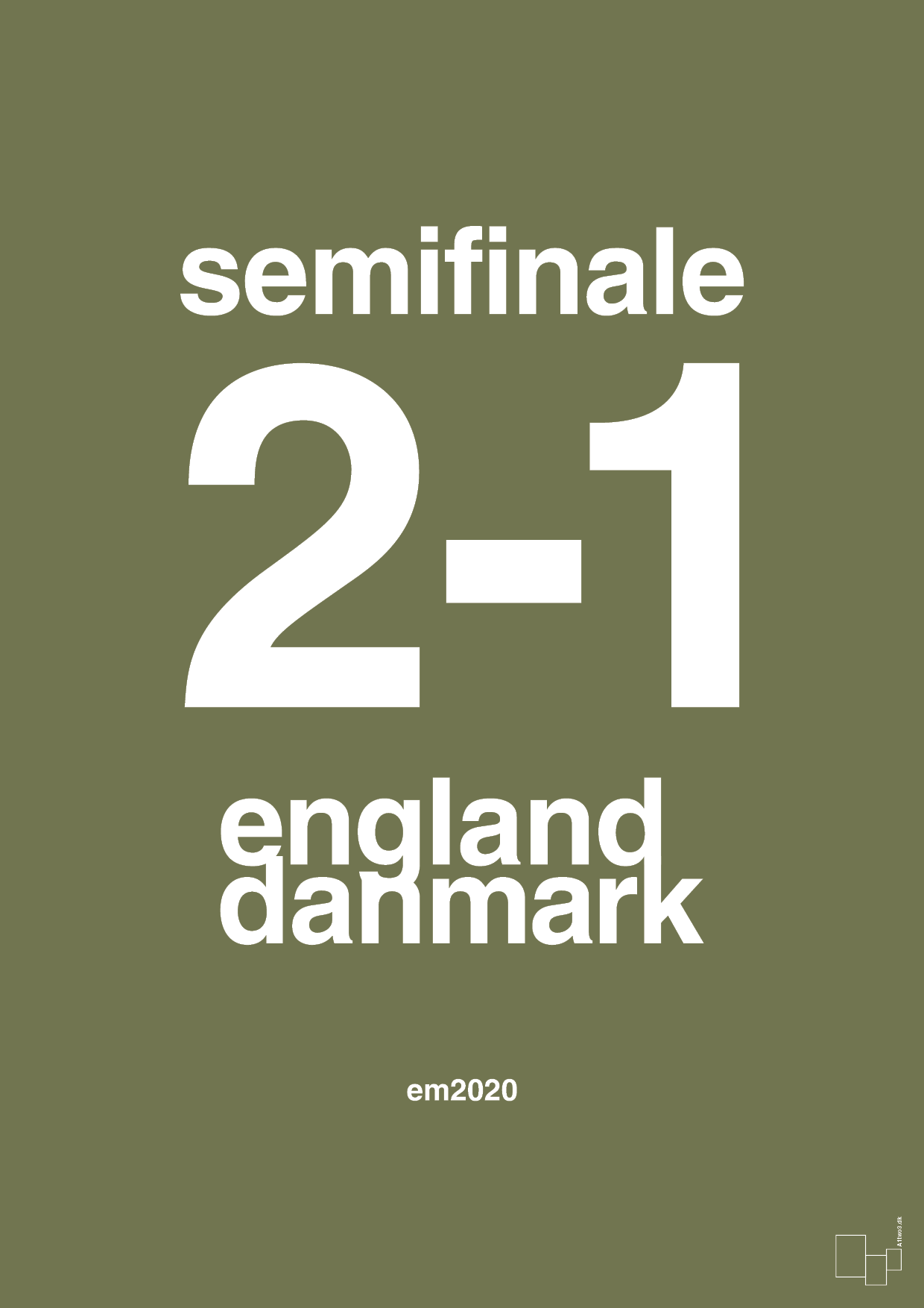 plakat: resultat for fodbold em semifinale A i 2020 - secret meadow-Fodbold-A1two3