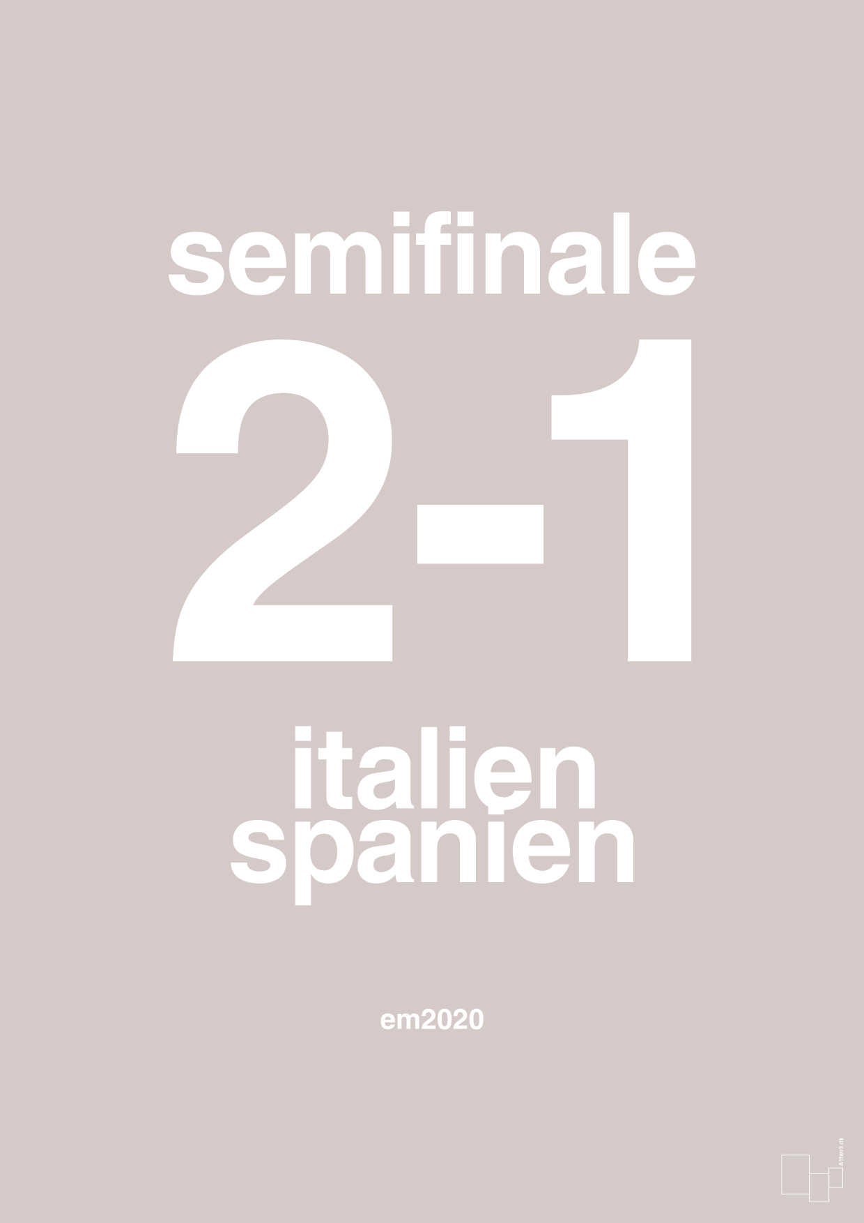 plakat: resultat for fodbold em semifinale B i 2020 - broken beige-Fodbold-A1two3