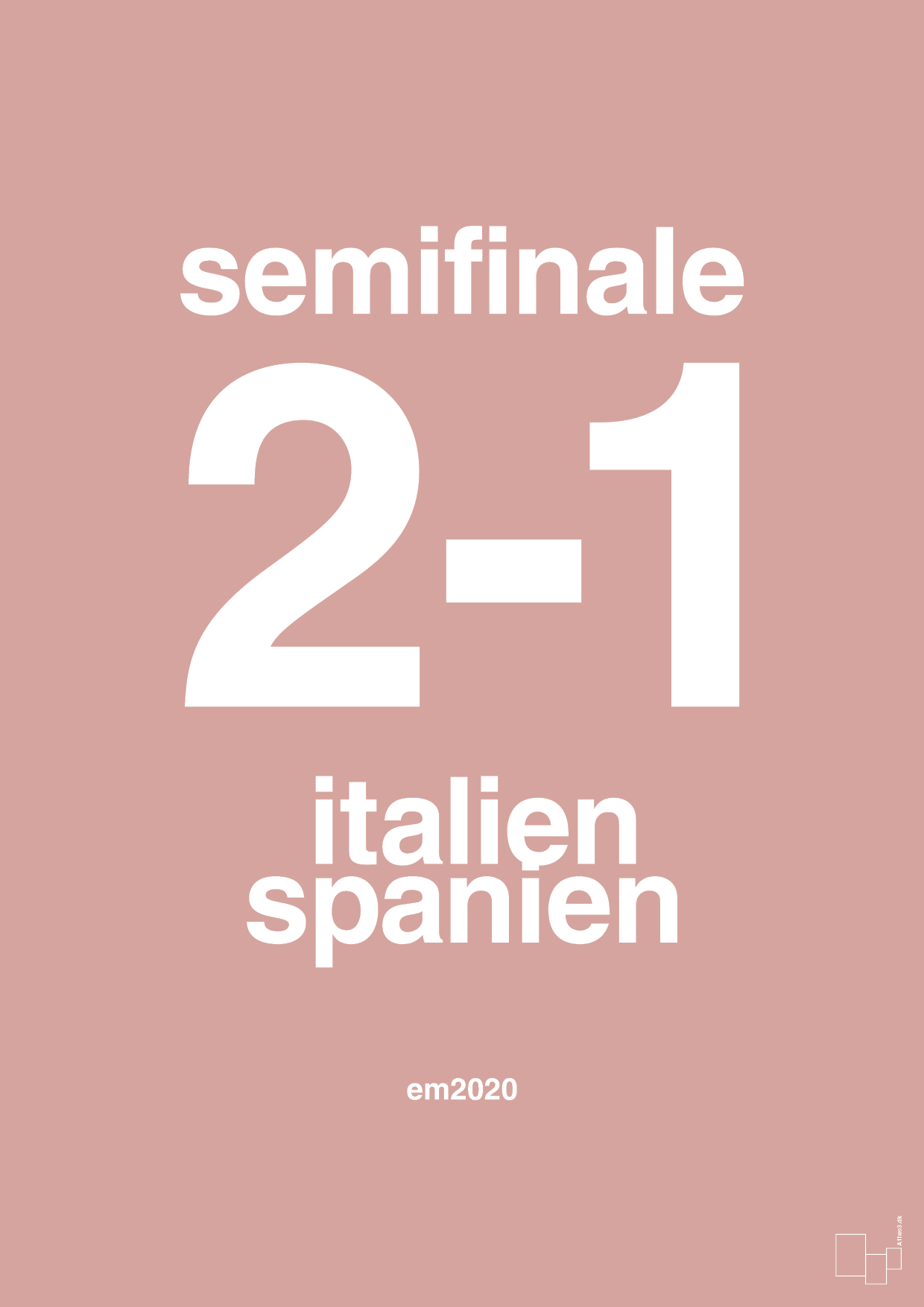 plakat: resultat for fodbold em semifinale B i 2020 - bubble shell-Fodbold-A1two3