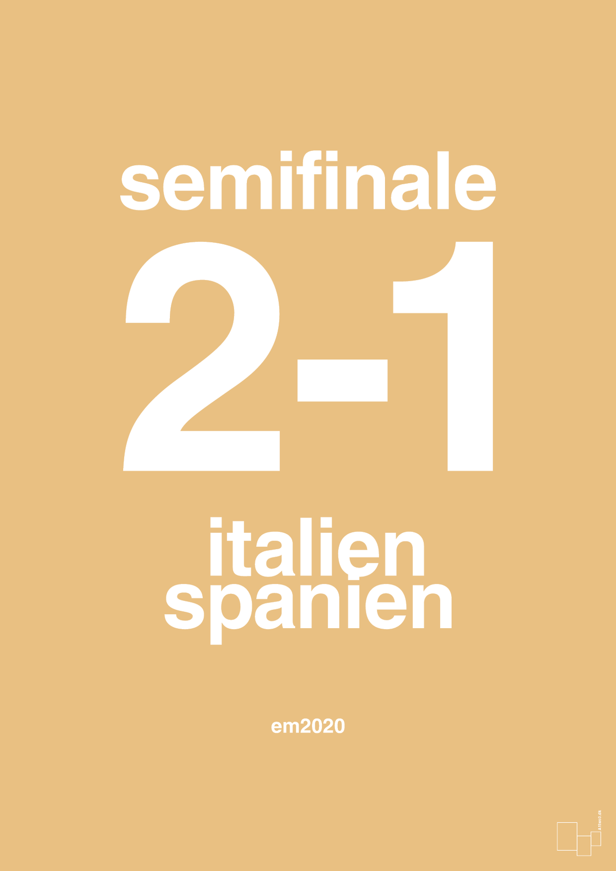 plakat: resultat for fodbold em semifinale B i 2020 - charismatic-Fodbold-A1two3
