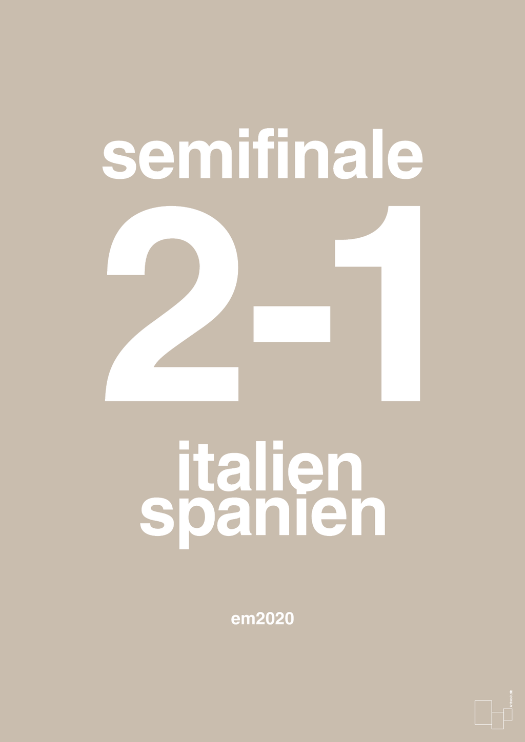 plakat: resultat for fodbold em semifinale B i 2020 - creamy mushroom-Fodbold-A1two3
