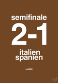 plakat: resultat for fodbold em semifinale B i 2020 - dark brown-Fodbold-A1two3
