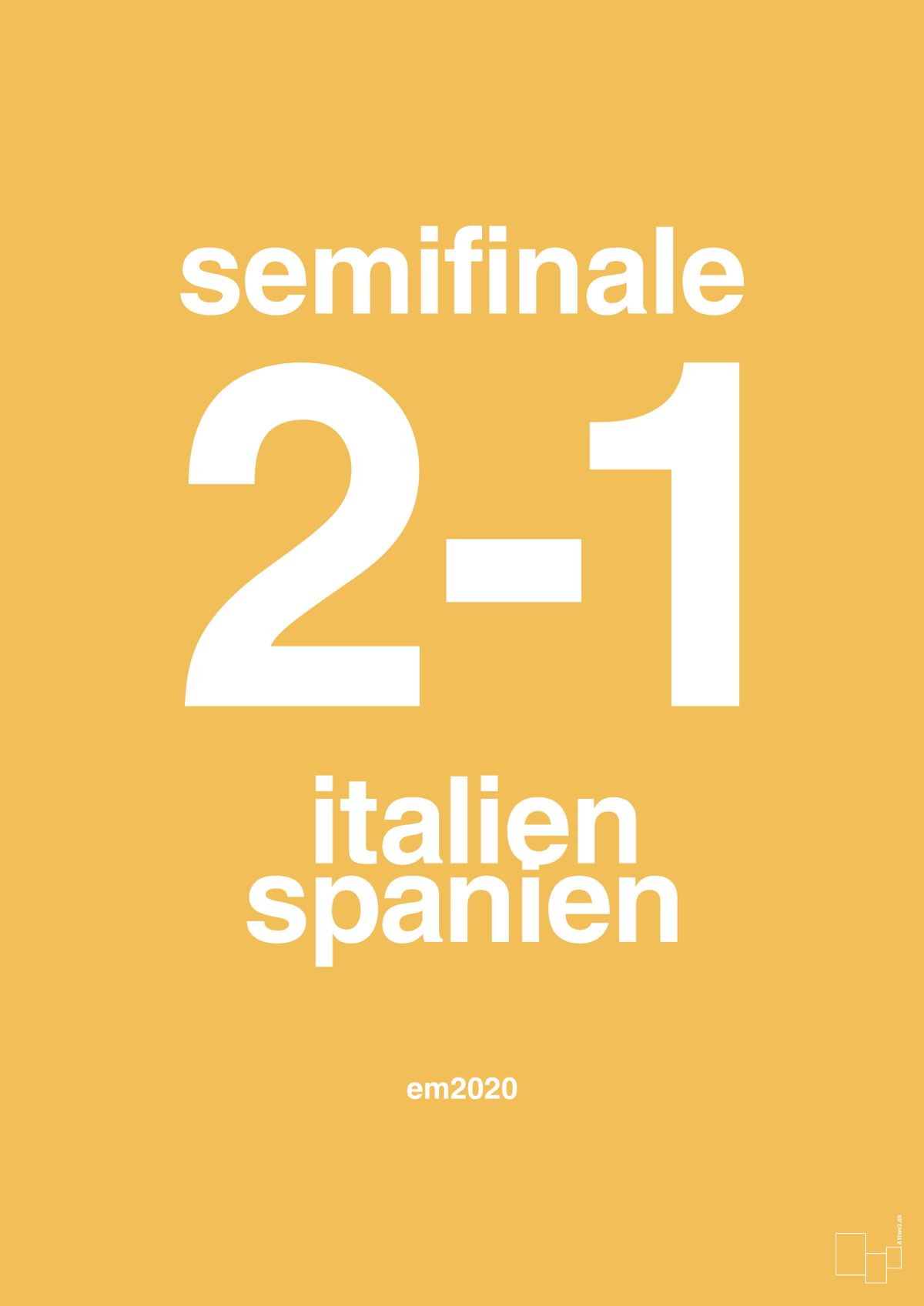 plakat: resultat for fodbold em semifinale B i 2020 - honeycomb-Fodbold-A1two3