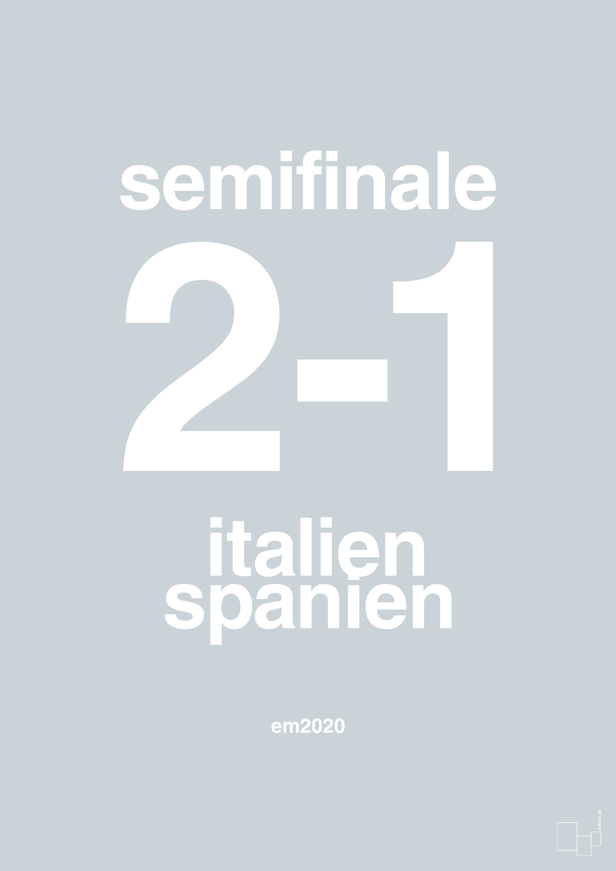 plakat: resultat for fodbold em semifinale B i 2020 - light drizzle-Fodbold-A1two3