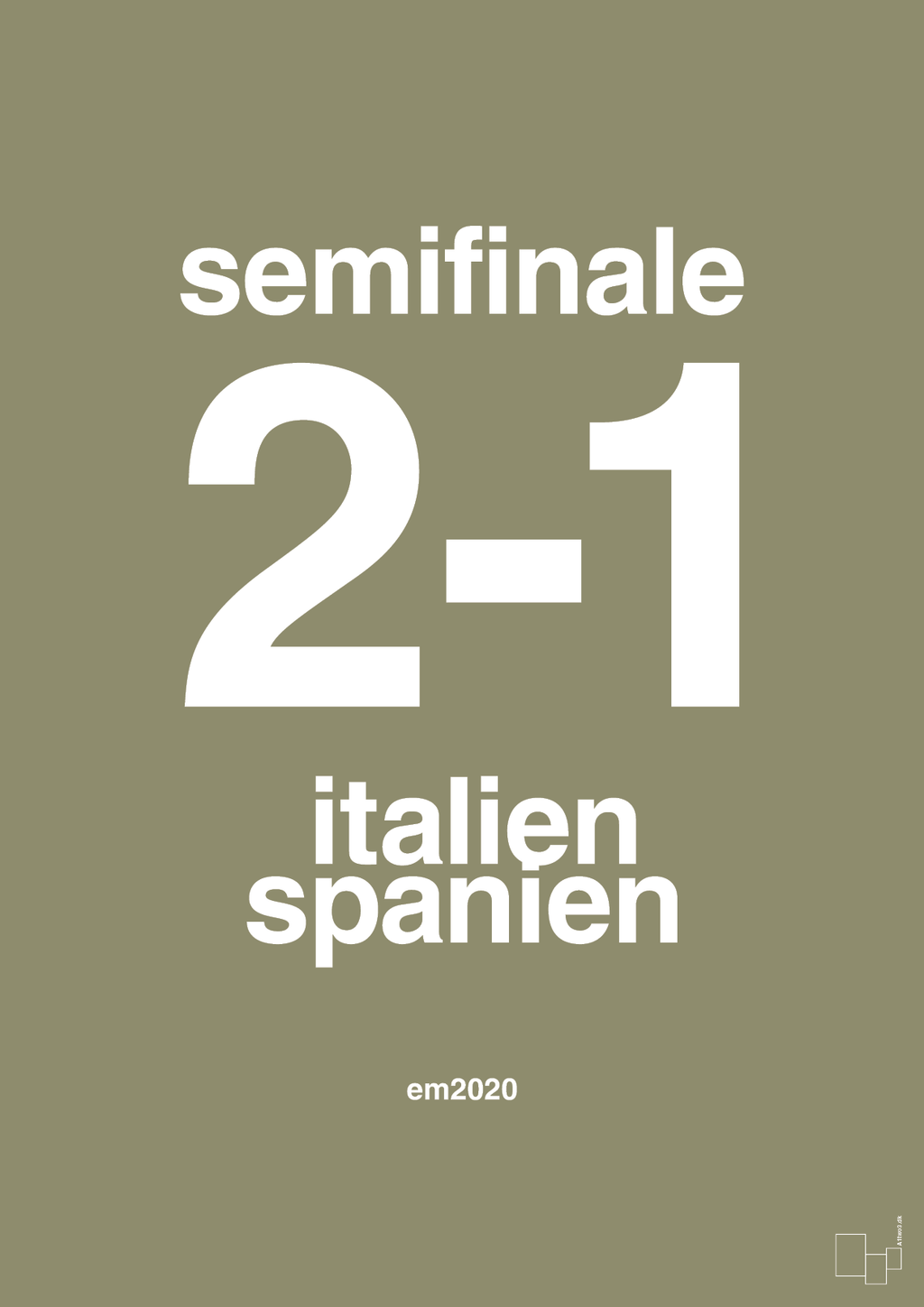 plakat: resultat for fodbold em semifinale B i 2020 - misty forrest-Fodbold-A1two3